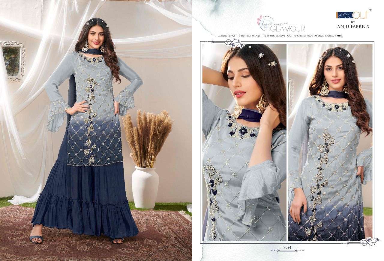 SAHIBA VOL-4 BY AF 7081 TO 7084 SERIES BEAUTIFUL SHARARA SUITS COLORFUL STYLISH FANCY CASUAL WEAR & ETHNIC WEAR PURE CHINNON DRESSES AT WHOLESALE PRICE