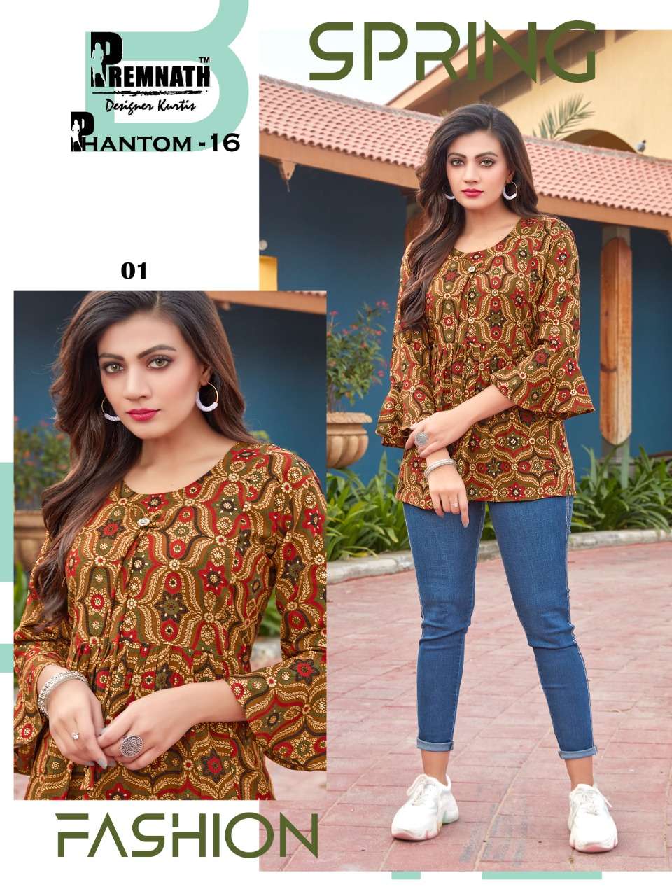 PHANTOM VOL-16 BY PREMNATH 01 TO 08 SERIES BEAUTIFUL STYLISH FANCY COLORFUL CASUAL WEAR & ETHNIC WEAR RAYON PRINT TOPS AT WHOLESALE PRICE