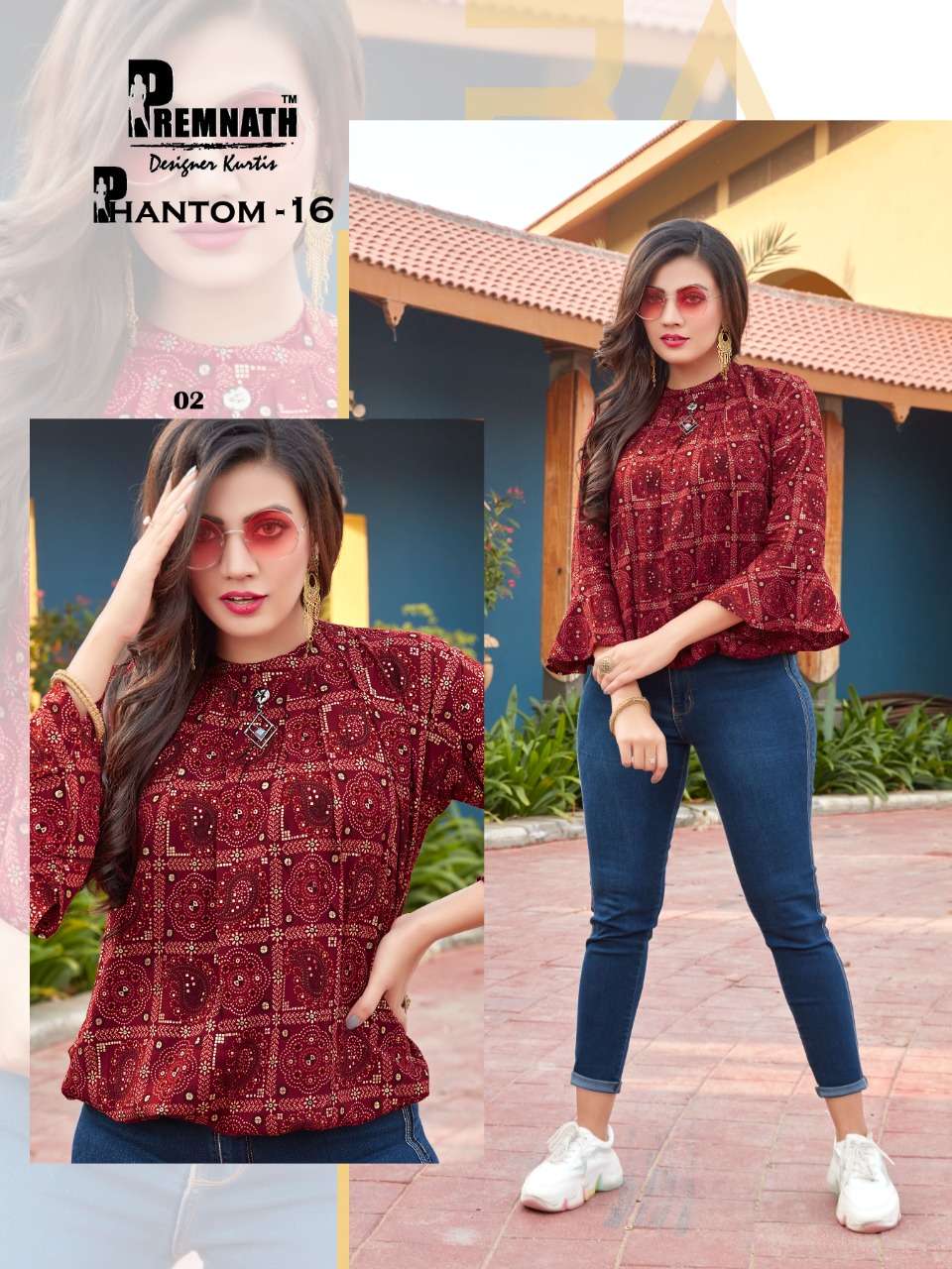 PHANTOM VOL-16 BY PREMNATH 01 TO 08 SERIES BEAUTIFUL STYLISH FANCY COLORFUL CASUAL WEAR & ETHNIC WEAR RAYON PRINT TOPS AT WHOLESALE PRICE