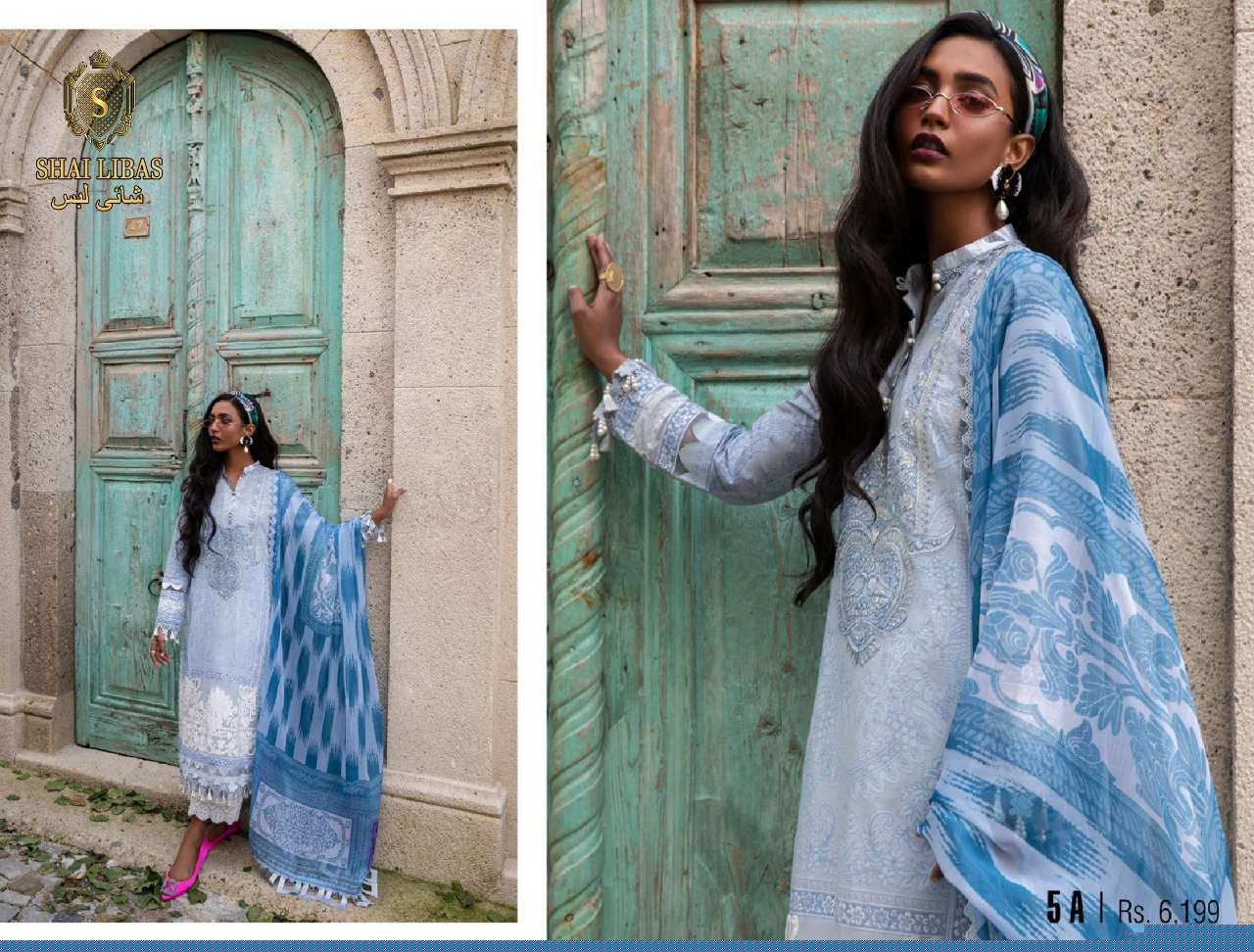 MUZLIN BY SHAI LIBAS DESIGNER PAKISTANI WEAR COLLECTION BEAUTIFUL STYLISH FANCY COLORFUL PARTY WEAR & OCCASIONAL WEAR PURE LAWN COTTON EMBROIDERED DRESSES AT WHOLESALE PRICE