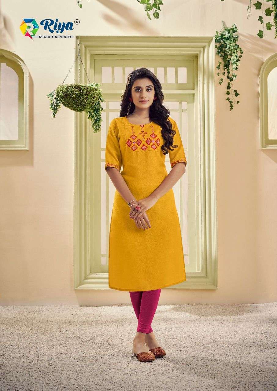 AAROHI VOL-2 BY RIYA DESIGNER 2001 TO 2006 SERIES DESIGNER STYLISH FANCY COLORFUL BEAUTIFUL PARTY WEAR & ETHNIC WEAR COLLECTION COTTON SLUB EMBROIDERY KURTIS AT WHOLESALE PRICE