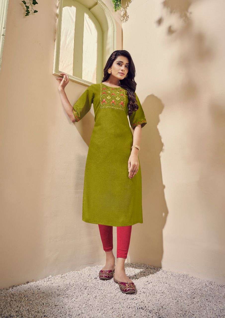 AAROHI VOL-2 BY RIYA DESIGNER 2001 TO 2006 SERIES DESIGNER STYLISH FANCY COLORFUL BEAUTIFUL PARTY WEAR & ETHNIC WEAR COLLECTION COTTON SLUB EMBROIDERY KURTIS AT WHOLESALE PRICE