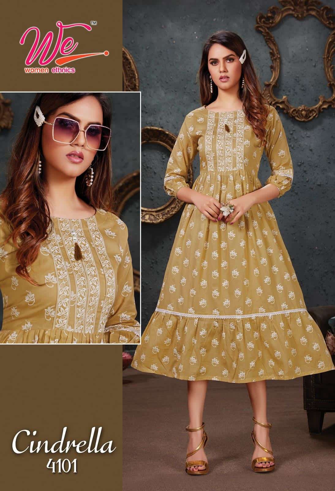 CINDRELLA BY WOMEN ETHNIC 4101 TO 4106 SERIES DESIGNER STYLISH FANCY COLORFUL BEAUTIFUL PARTY WEAR & ETHNIC WEAR COLLECTION MAL COTTON KURTIS AT WHOLESALE PRICE