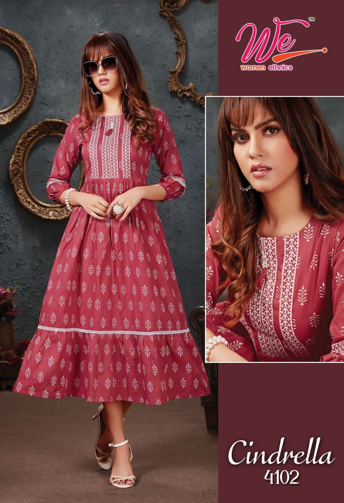 CINDRELLA BY WOMEN ETHNIC 4101 TO 4106 SERIES DESIGNER STYLISH FANCY COLORFUL BEAUTIFUL PARTY WEAR & ETHNIC WEAR COLLECTION MAL COTTON KURTIS AT WHOLESALE PRICE