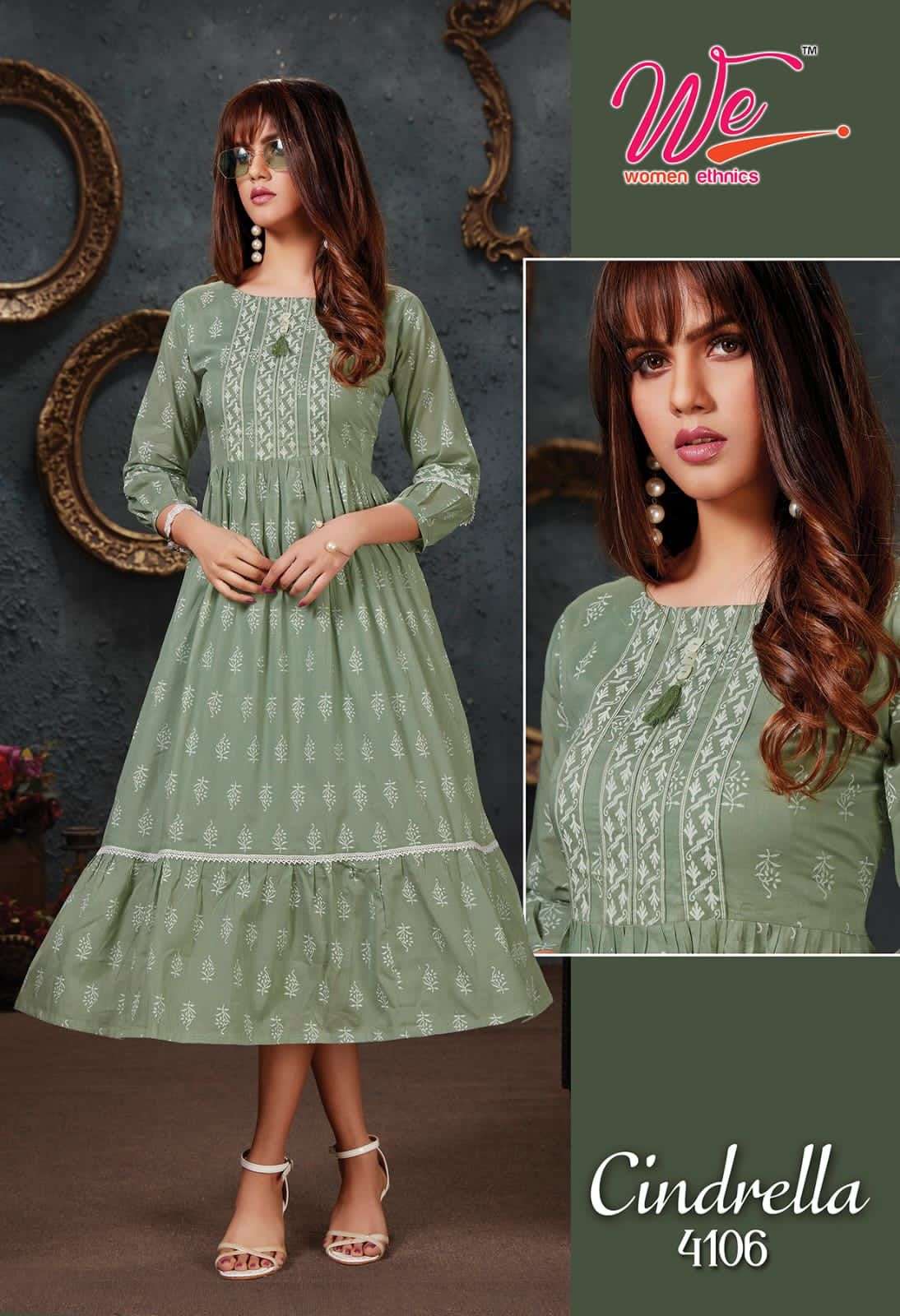 CINDRELLA BY WOMEN ETHNIC 4101 TO 4106 SERIES DESIGNER STYLISH FANCY COLORFUL BEAUTIFUL PARTY WEAR & ETHNIC WEAR COLLECTION MAL COTTON KURTIS AT WHOLESALE PRICE