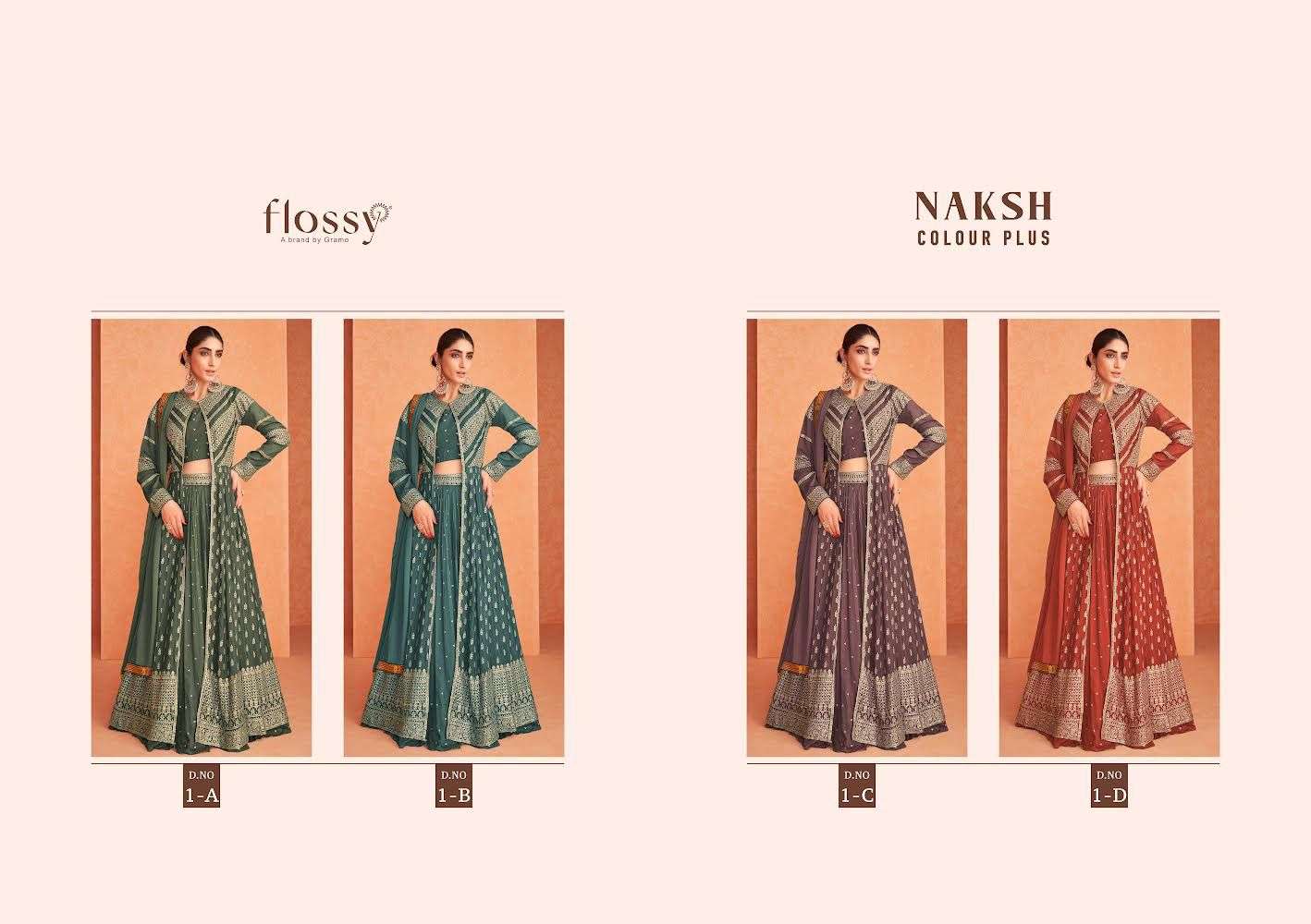 Naksh Colour Plus By Flossy 1-A To 1-D Series Beautiful Suits Colorful Stylish Fancy Casual Wear & Ethnic Wear Heavy Real Georgette Dresses At Wholesale Price