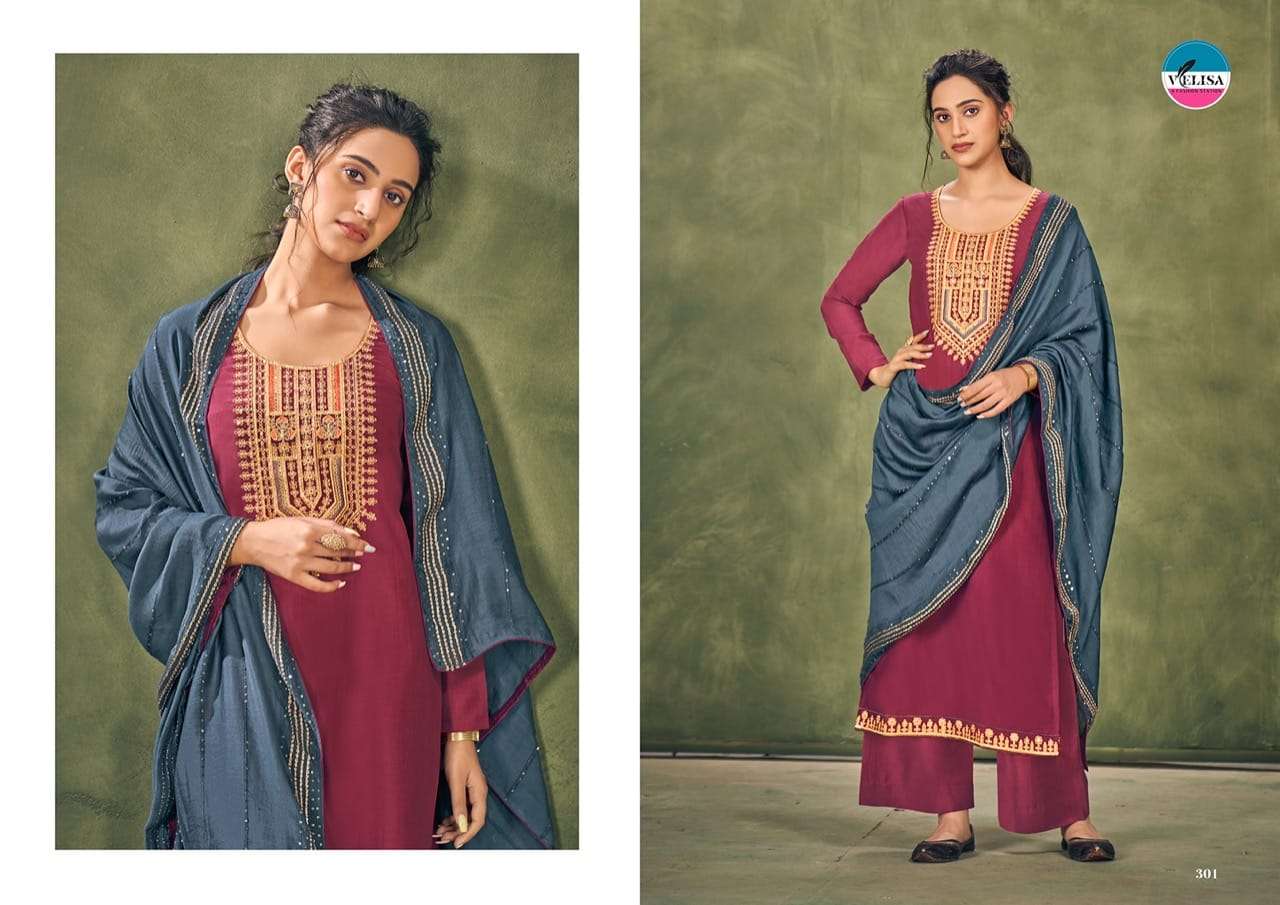 JINEYA BY VELISA 301 TO 304 SERIES BEAUTIFUL SUITS COLORFUL STYLISH FANCY CASUAL WEAR & ETHNIC WEAR PARAMPARA SILK DRESSES AT WHOLESALE PRICE