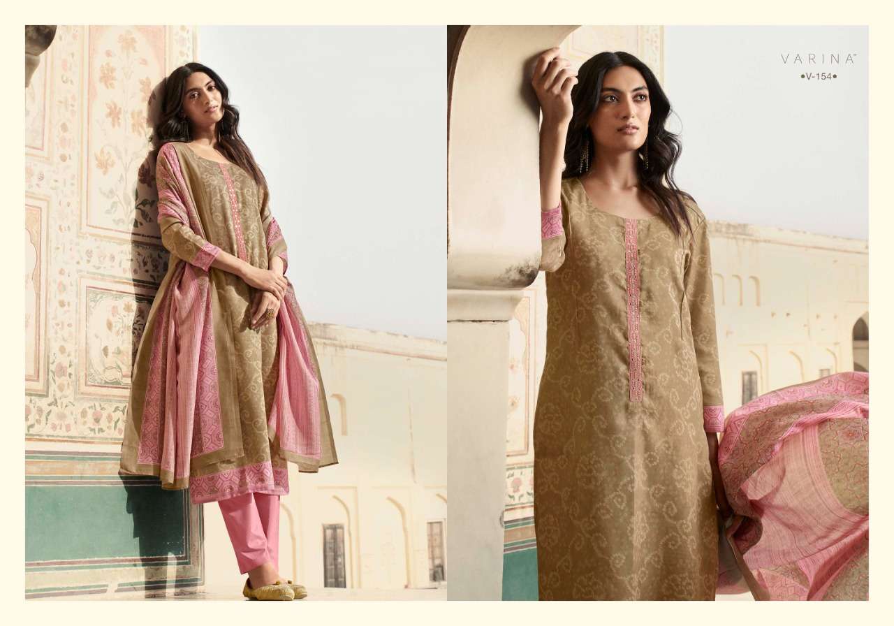KIARA BY VARINA 151 TO 158 SERIES BEAUTIFUL SUITS COLORFUL STYLISH FANCY CASUAL WEAR & ETHNIC WEAR SATIN DIGITAL PRINT WITH EMBROIDERED DRESSES AT WHOLESALE PRICE