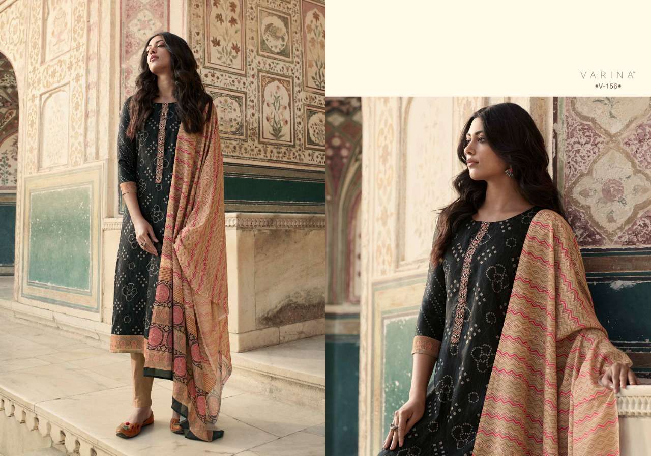 KIARA BY VARINA 151 TO 158 SERIES BEAUTIFUL SUITS COLORFUL STYLISH FANCY CASUAL WEAR & ETHNIC WEAR SATIN DIGITAL PRINT WITH EMBROIDERED DRESSES AT WHOLESALE PRICE
