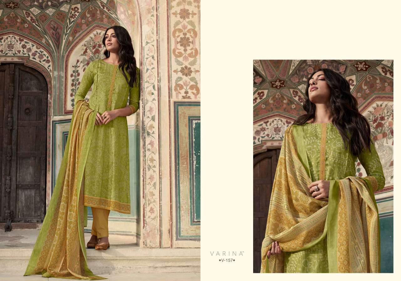 KIARA BY VARINA 151 TO 158 SERIES BEAUTIFUL SUITS COLORFUL STYLISH FANCY CASUAL WEAR & ETHNIC WEAR SATIN DIGITAL PRINT WITH EMBROIDERED DRESSES AT WHOLESALE PRICE