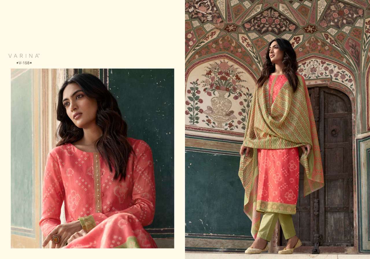 KIARA BY VARINA 151 TO 158 SERIES BEAUTIFUL SUITS COLORFUL STYLISH FANCY CASUAL WEAR & ETHNIC WEAR SATIN DIGITAL PRINT WITH EMBROIDERED DRESSES AT WHOLESALE PRICE