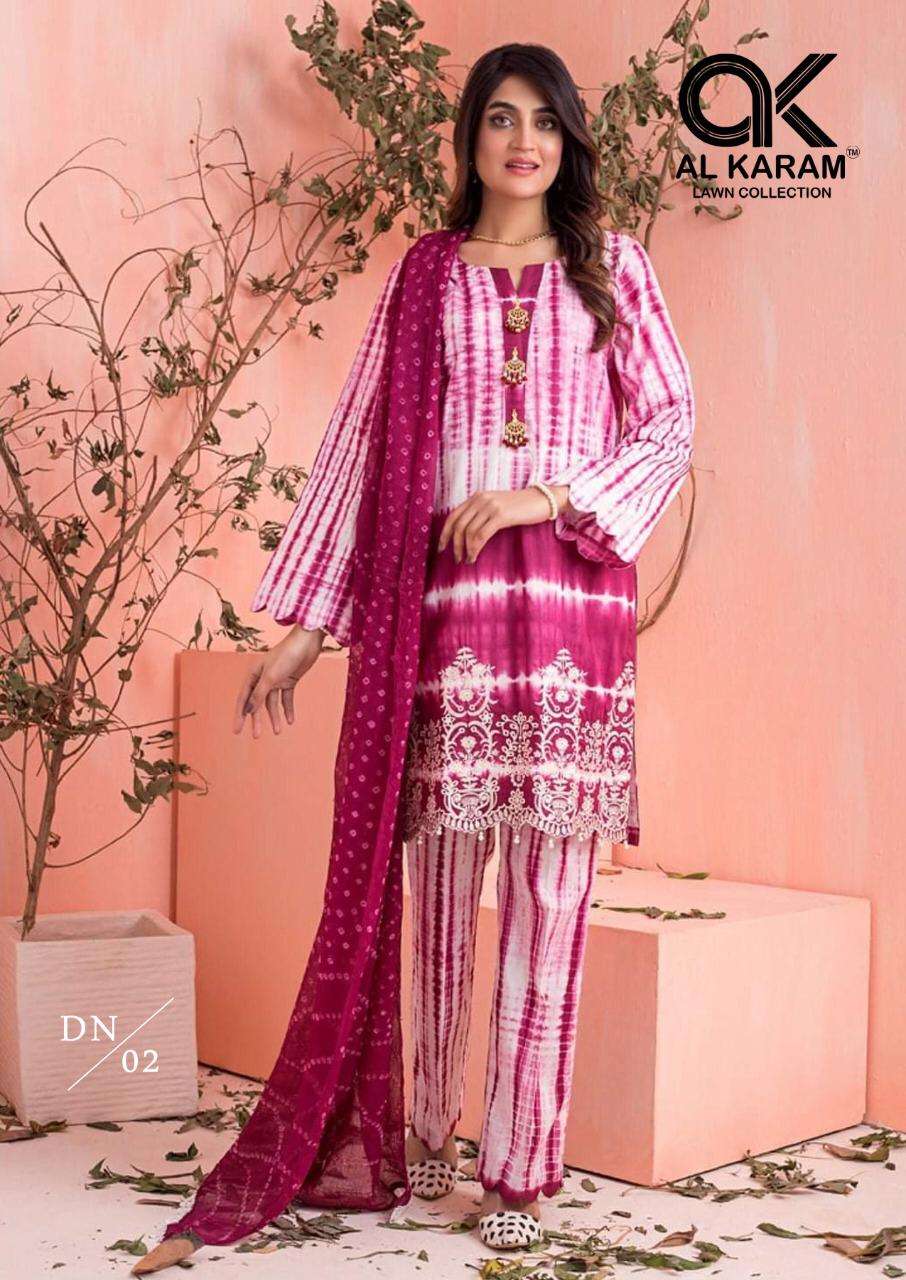 CHIKAN KARI WORK BY AL KARAM LAWN COLLECTION 01 TO 04 SERIES BEAUTIFUL SUITS COLORFUL STYLISH FANCY CASUAL WEAR & ETHNIC WEAR CAMBRIC COTTON EMBROIDERED DRESSES AT WHOLESALE PRICE