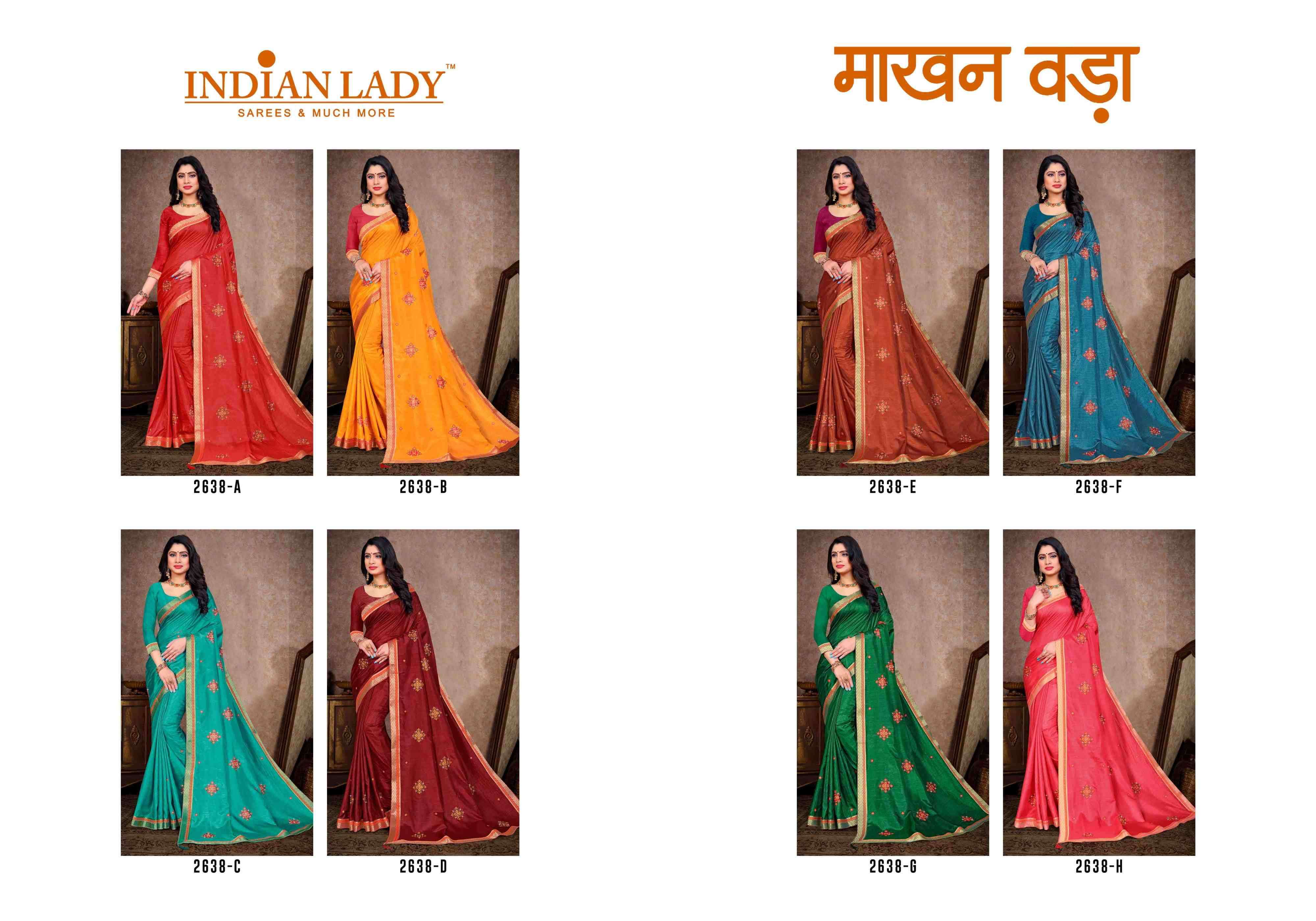 MAAKHAN WADA BY INDIAN WOMEN 2638-A TO 2638-H SERIES INDIAN TRADITIONAL WEAR COLLECTION BEAUTIFUL STYLISH FANCY COLORFUL PARTY WEAR & OCCASIONAL WEAR VICHITRA SILK SAREES AT WHOLESALE PRICE