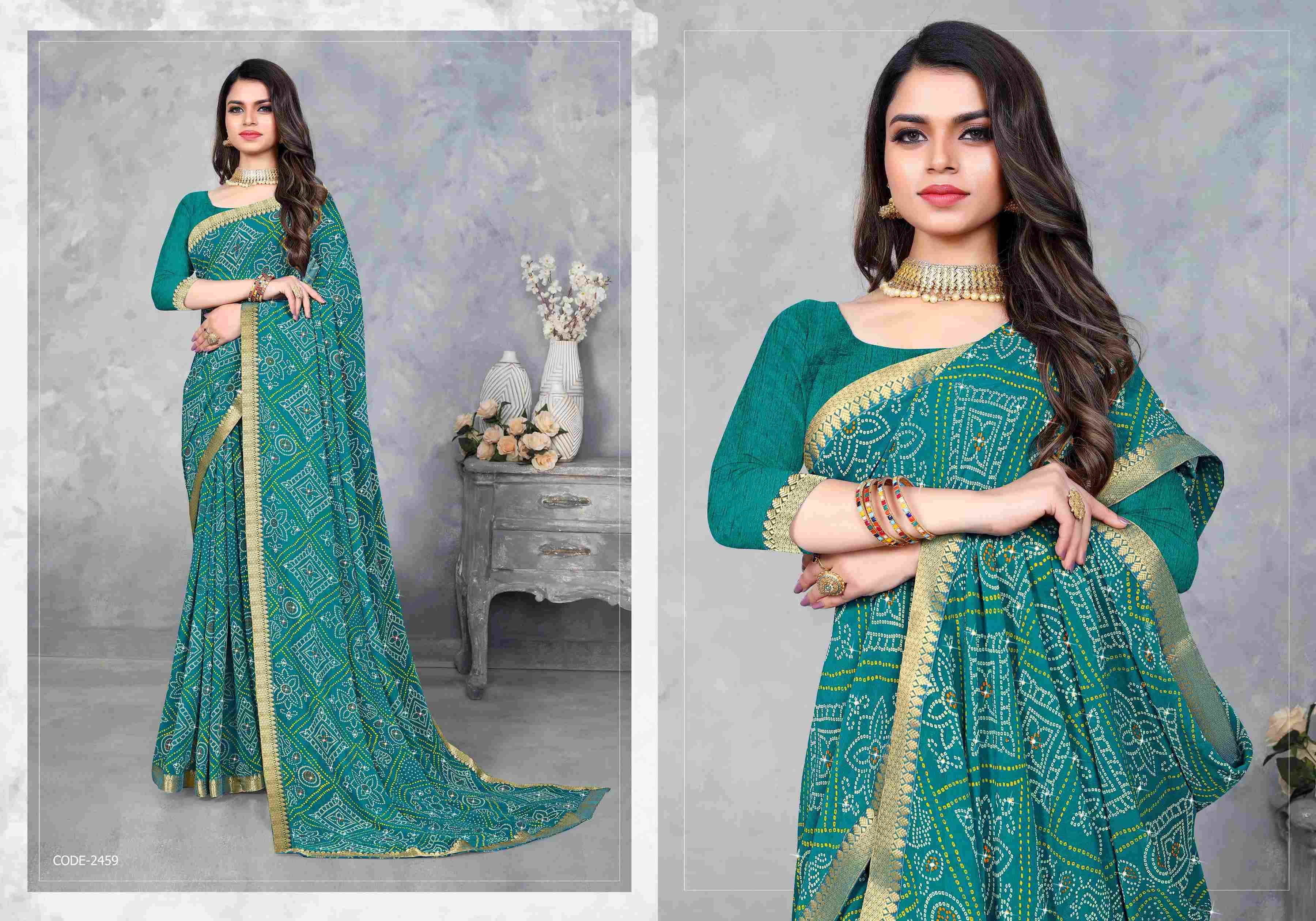 SANGEET BY BARGAD INDIAN TRADITIONAL WEAR COLLECTION BEAUTIFUL STYLISH FANCY COLORFUL PARTY WEAR & OCCASIONAL WEAR BANDHANI PRINT SAREES AT WHOLESALE PRICE