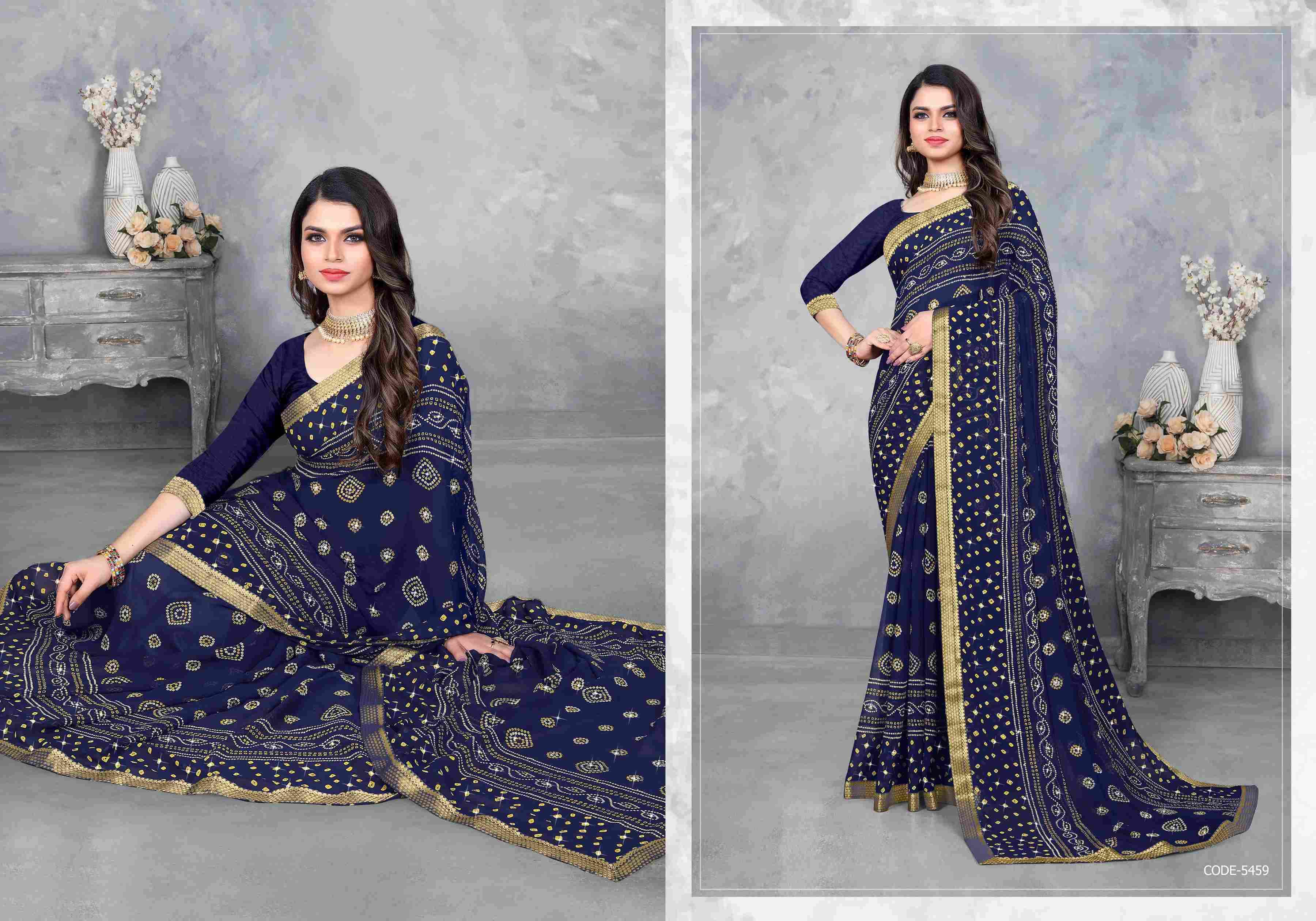 SANGEET BY BARGAD INDIAN TRADITIONAL WEAR COLLECTION BEAUTIFUL STYLISH FANCY COLORFUL PARTY WEAR & OCCASIONAL WEAR BANDHANI PRINT SAREES AT WHOLESALE PRICE