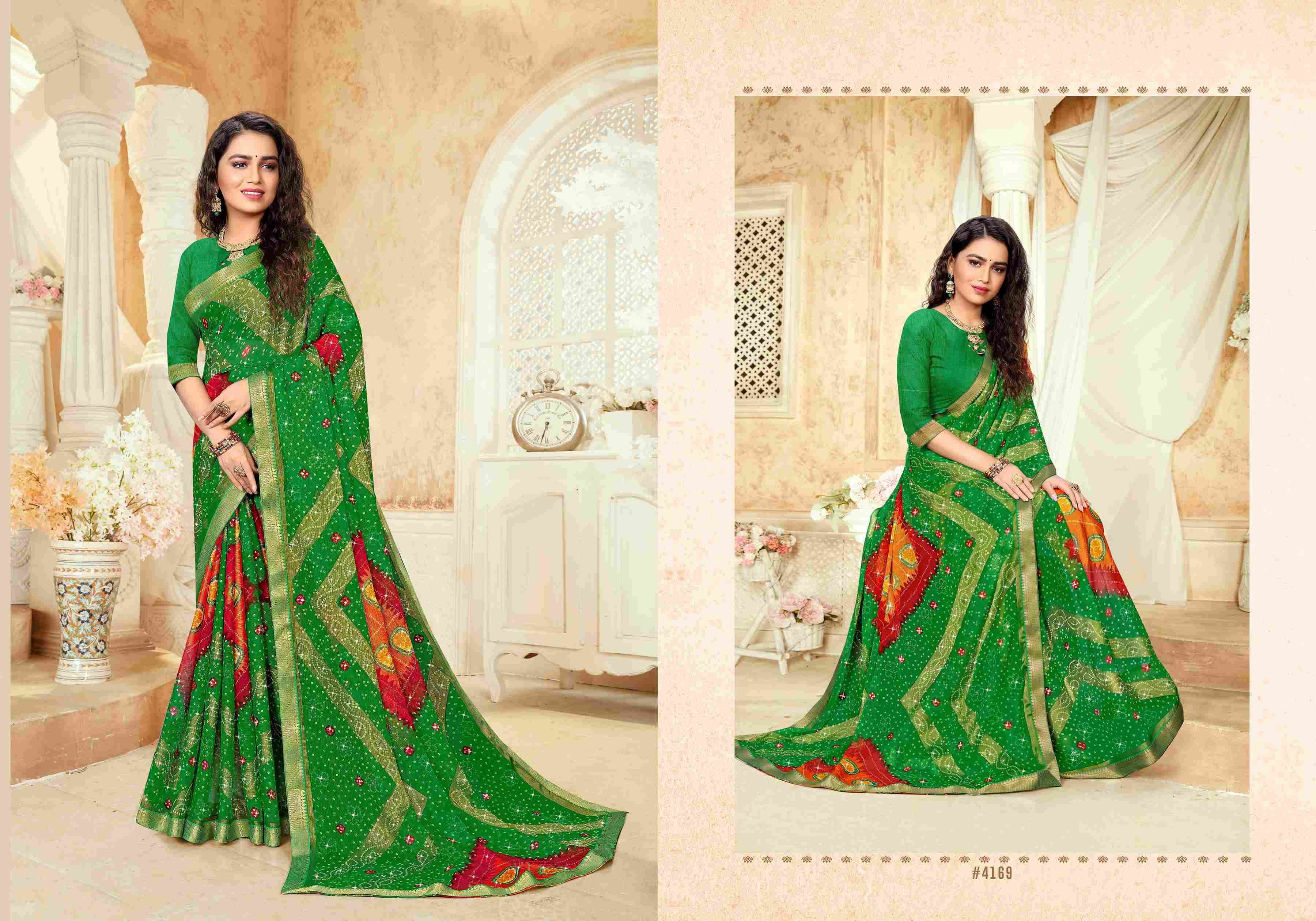 ODHNI BY BARGAD INDIAN TRADITIONAL WEAR COLLECTION BEAUTIFUL STYLISH FANCY COLORFUL PARTY WEAR & OCCASIONAL WEAR BRASSO BANDHANI PRINT SAREES AT WHOLESALE PRICE