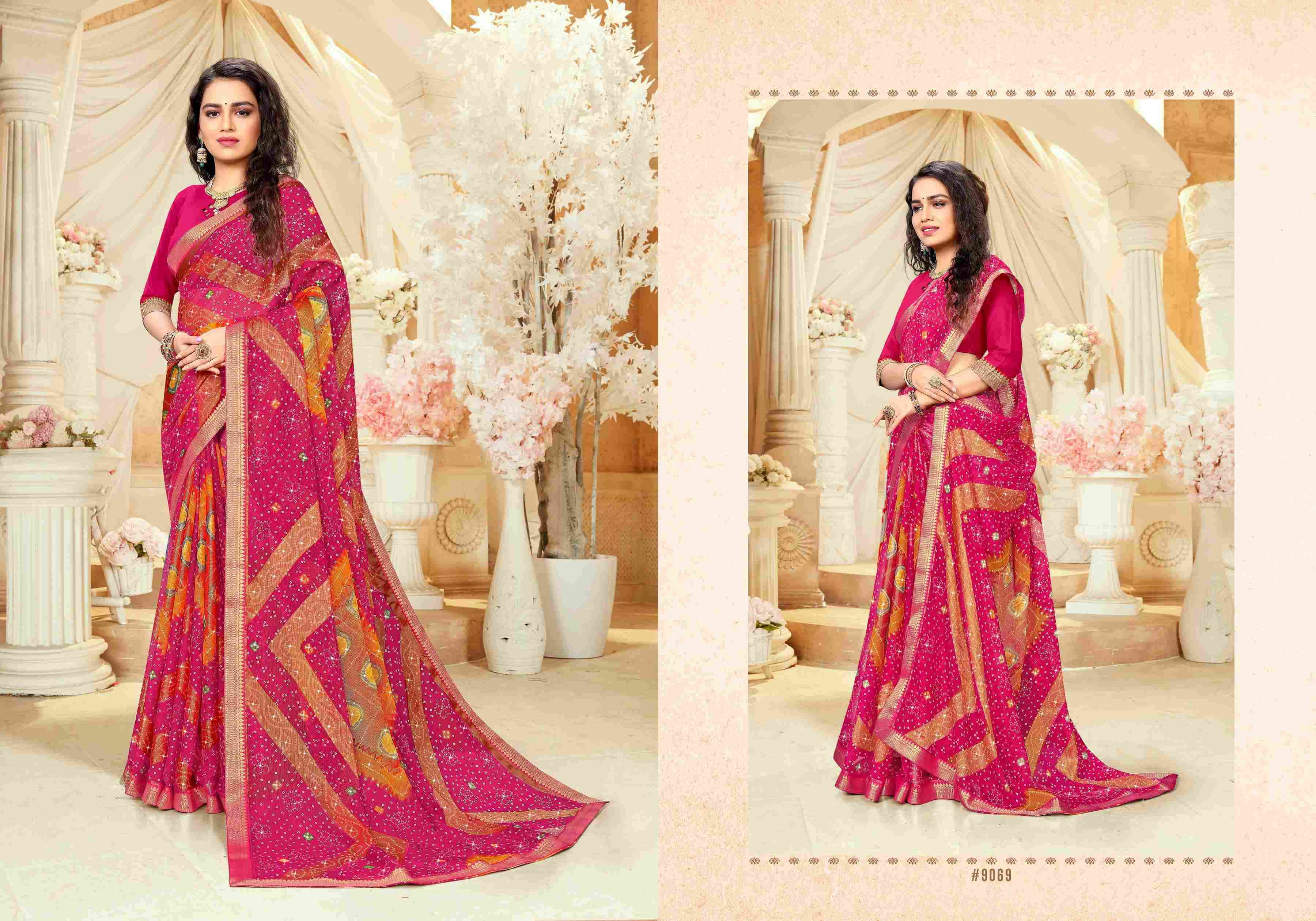 ODHNI BY BARGAD INDIAN TRADITIONAL WEAR COLLECTION BEAUTIFUL STYLISH FANCY COLORFUL PARTY WEAR & OCCASIONAL WEAR BRASSO BANDHANI PRINT SAREES AT WHOLESALE PRICE