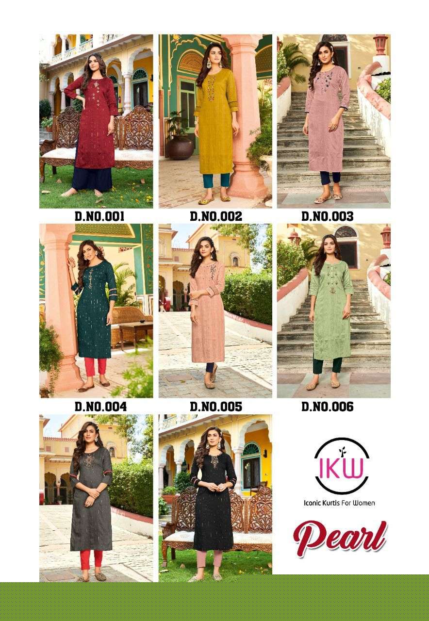 PEARL BY IKW 001 TO 008 SERIES DESIGNER STYLISH FANCY COLORFUL BEAUTIFUL PARTY WEAR & ETHNIC WEAR COLLECTION VISCOSE KURTIS AT WHOLESALE PRICE