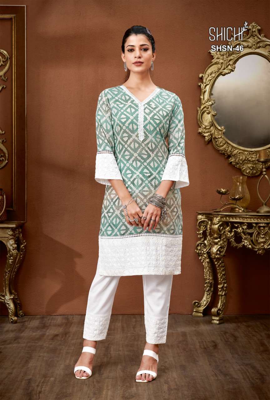 Sana By Shichi 43 To 48 Series Designer Stylish Fancy Colorful Beautiful Party Wear & Ethnic Wear Collection Viscose Kurtis With Bottom At Wholesale Price