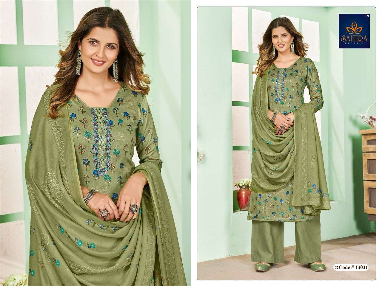 SAHIRA 13031 COLOURS BY SAHIRA EXPORTS 13031-A TO 13031-D SERIES BEAUTIFUL STYLISH SUITS FANCY COLORFUL CASUAL WEAR & ETHNIC WEAR & READY TO WEAR PURE JAM SILK COTTON PRINT WITH EMBRODERY DRESSES AT WHOLESALE PRICE