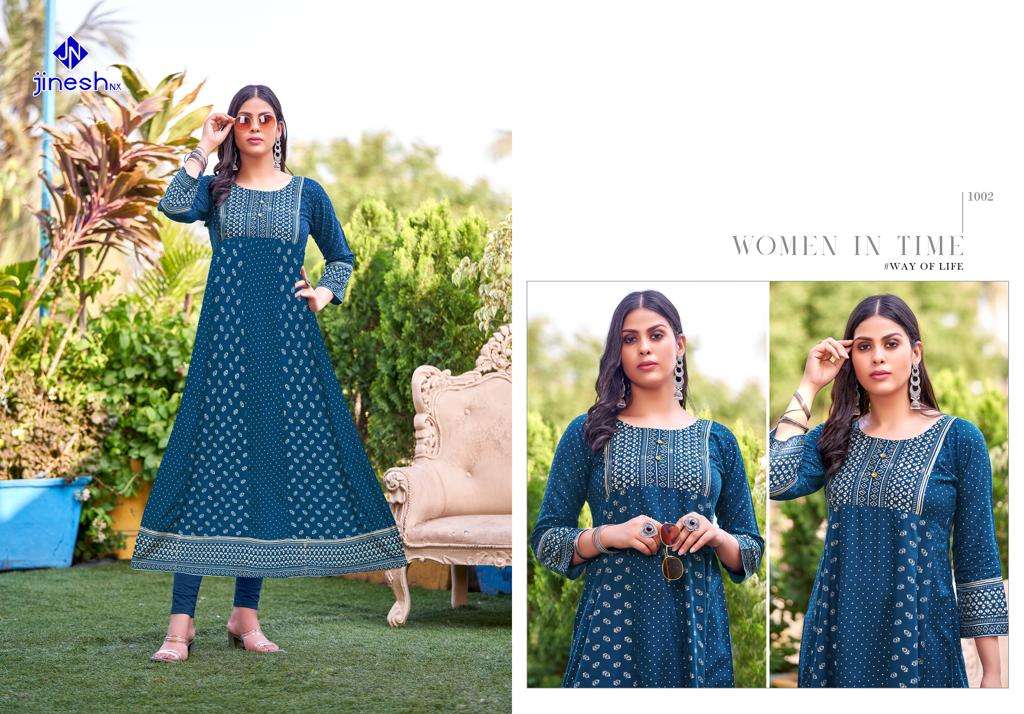 COCKTAIL VOL-1 BY JINESH NX 1001 TO 1007 SERIES BEAUTIFUL STYLISH FANCY COLORFUL CASUAL WEAR & ETHNIC WEAR RAYON FOIL PRINT GOWNS AT WHOLESALE PRICE