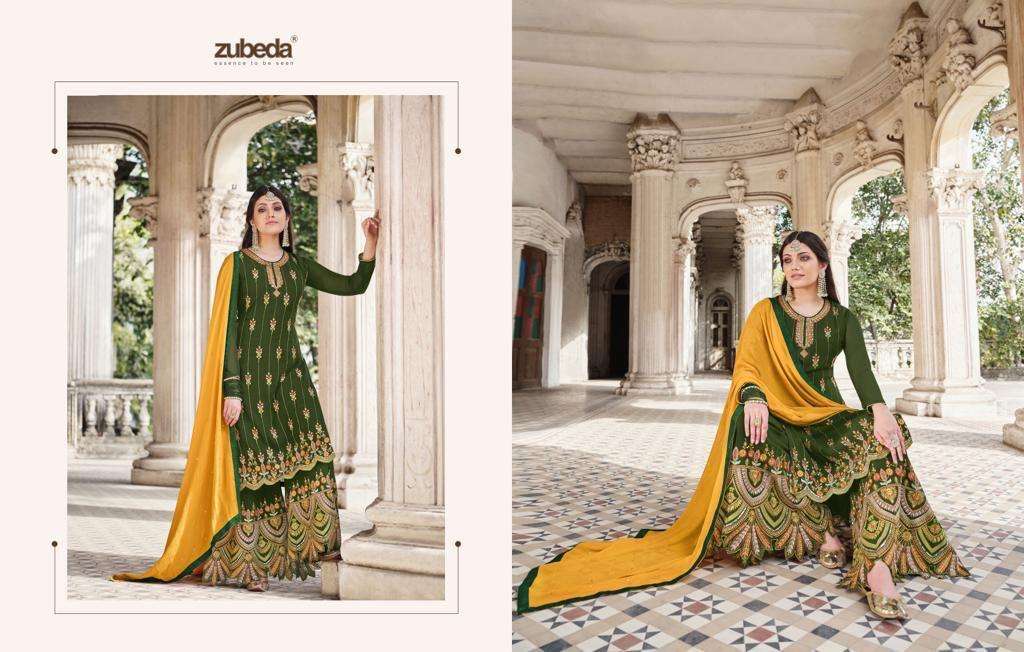 SRIYA BY ZUBEDA 1001 TO 1003 SERIES BEAUTIFUL SHARARA SUITS COLORFUL STYLISH FANCY CASUAL WEAR & ETHNIC WEAR GEORGETTE EMBROIDERED DRESSES AT WHOLESALE PRICE