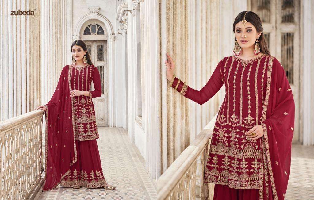 SRIYA BY ZUBEDA 1001 TO 1003 SERIES BEAUTIFUL SHARARA SUITS COLORFUL STYLISH FANCY CASUAL WEAR & ETHNIC WEAR GEORGETTE EMBROIDERED DRESSES AT WHOLESALE PRICE