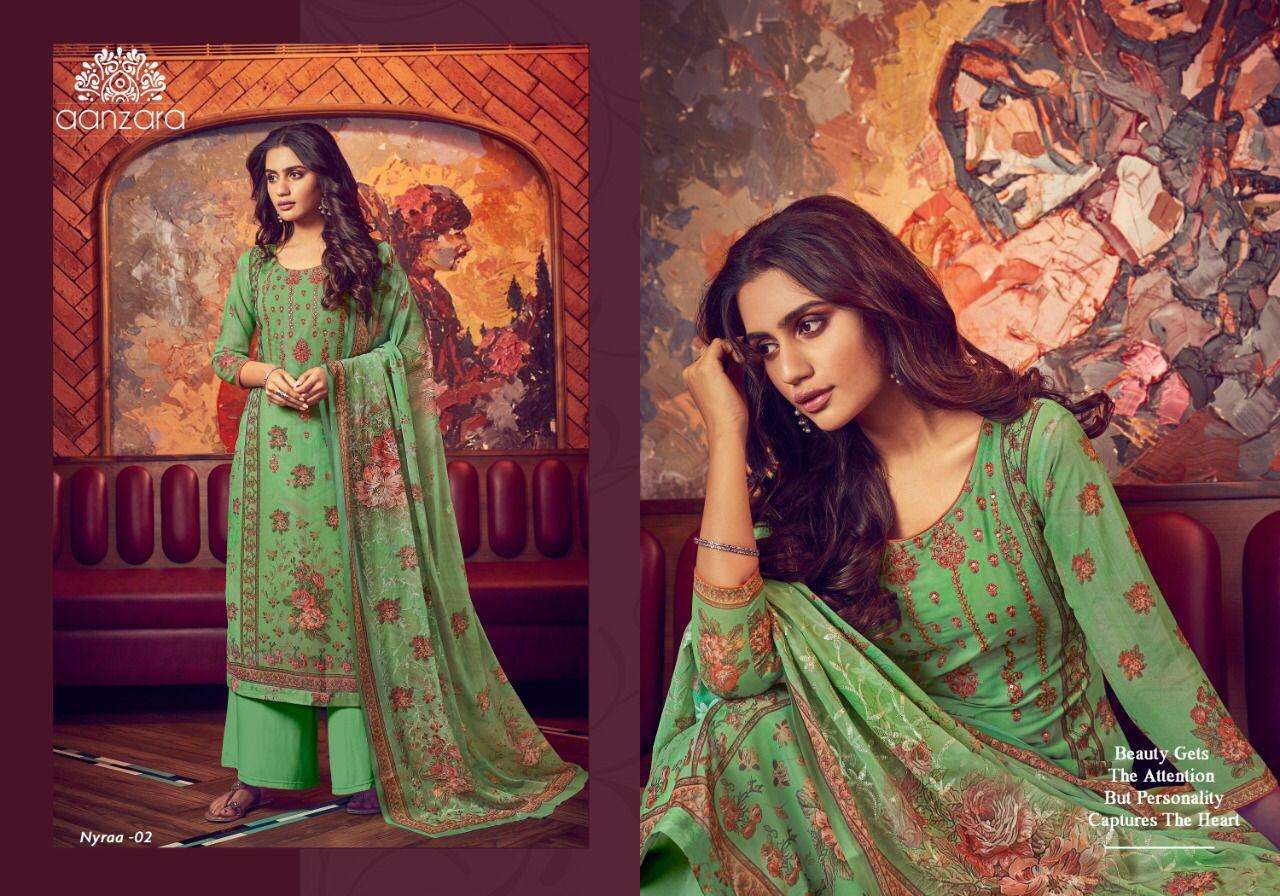 NYRAA SEQUINS BY AANZARA 01 TO 06 SERIES BEAUTIFUL SUITS COLORFUL STYLISH FANCY CASUAL WEAR & ETHNIC WEAR PREMIUM GEORGETTE EMBROIDERED DRESSES AT WHOLESALE PRICE