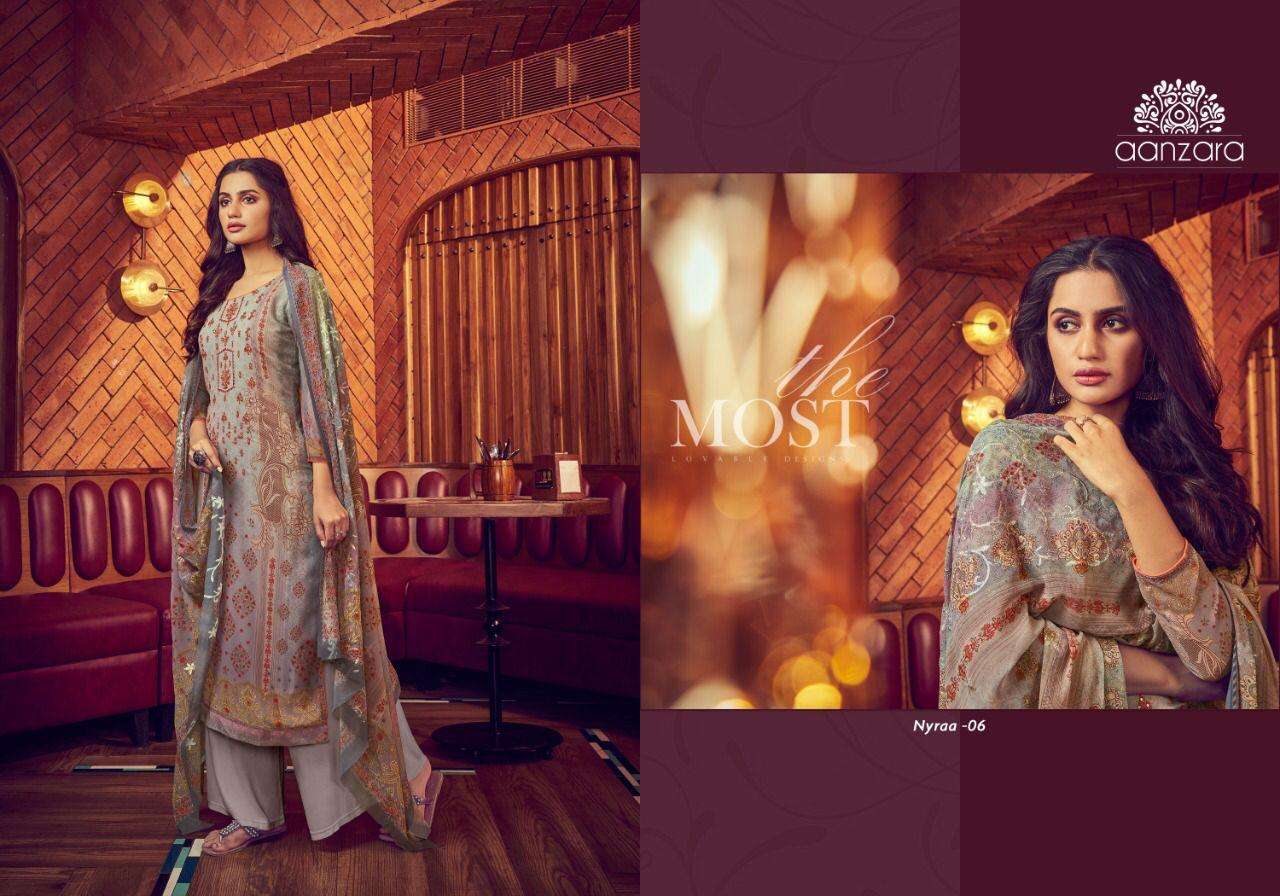 NYRAA SEQUINS BY AANZARA 01 TO 06 SERIES BEAUTIFUL SUITS COLORFUL STYLISH FANCY CASUAL WEAR & ETHNIC WEAR PREMIUM GEORGETTE EMBROIDERED DRESSES AT WHOLESALE PRICE