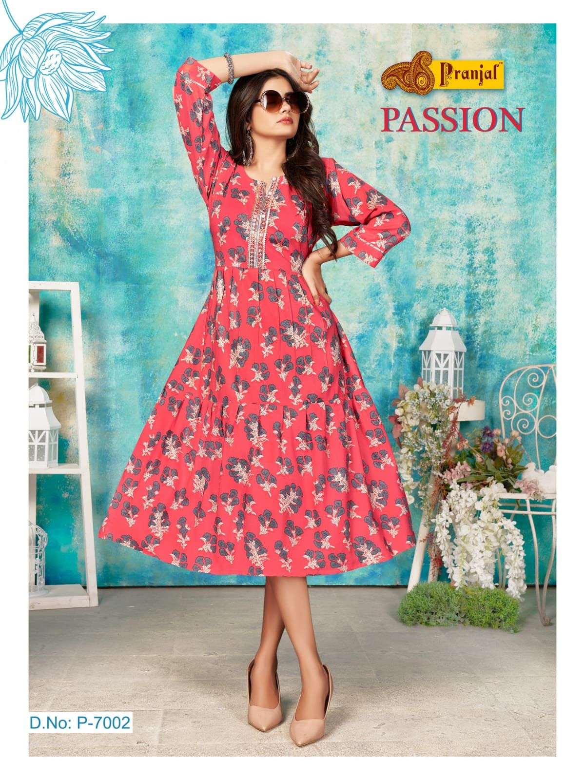 PASSION VOL-7 BY PRANJAL CREATIONS 7001 TO 7006 SERIES DESIGNER STYLISH FANCY COLORFUL BEAUTIFUL PARTY WEAR & ETHNIC WEAR COLLECTION RAYON PRINT KURTIS AT WHOLESALE PRICE