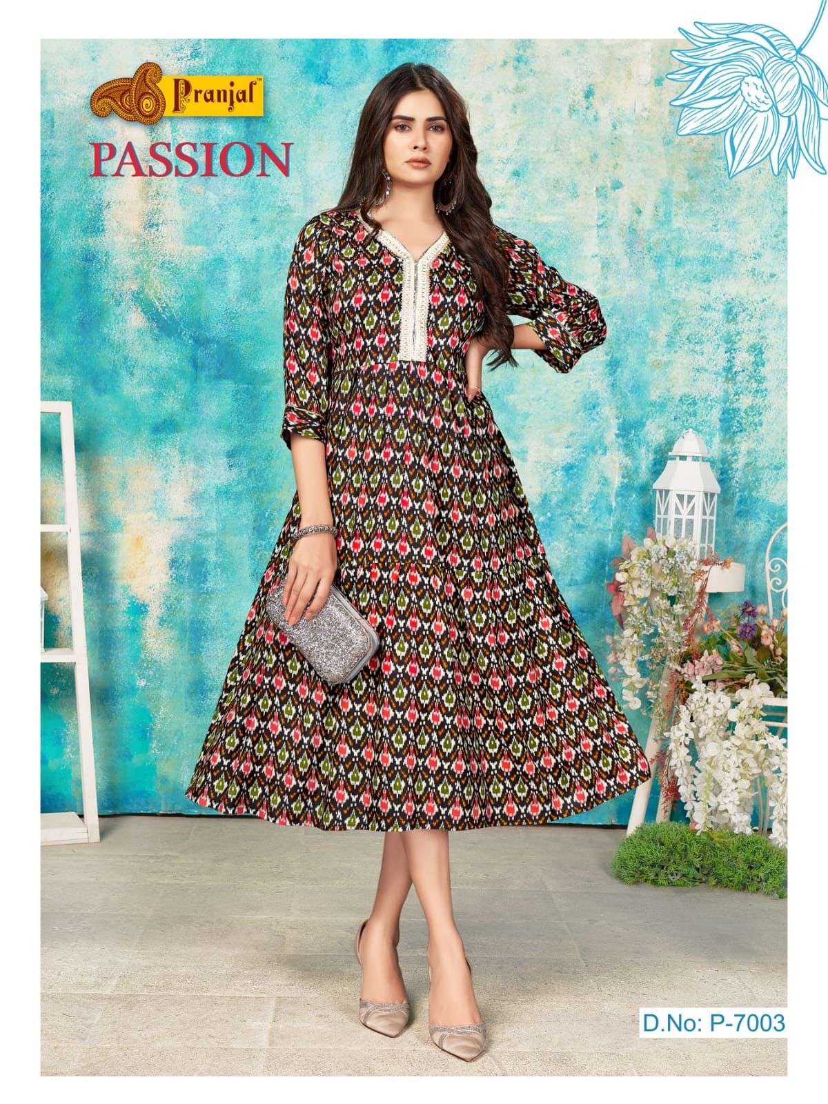 PASSION VOL-7 BY PRANJAL CREATIONS 7001 TO 7006 SERIES DESIGNER STYLISH FANCY COLORFUL BEAUTIFUL PARTY WEAR & ETHNIC WEAR COLLECTION RAYON PRINT KURTIS AT WHOLESALE PRICE