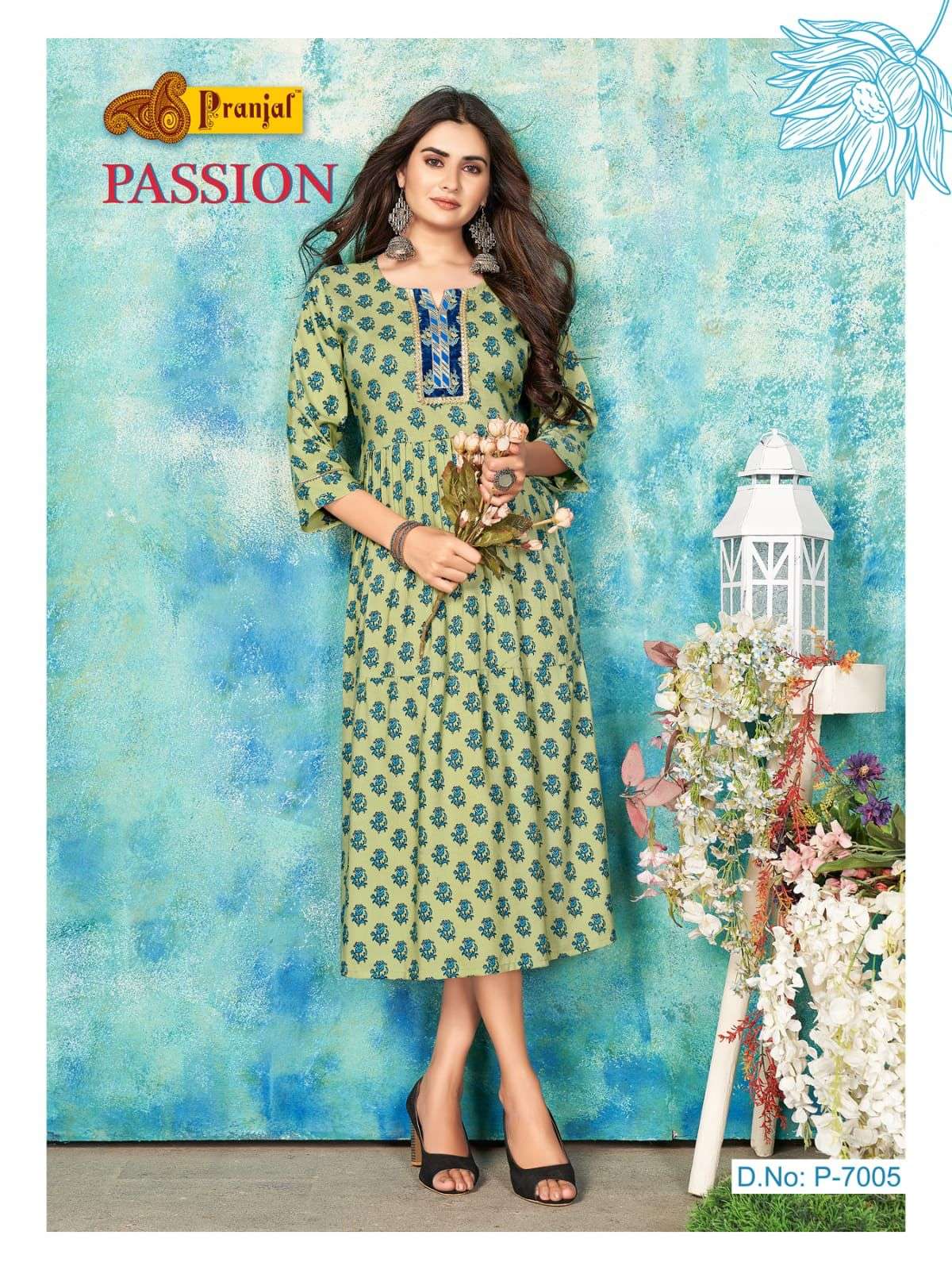 PASSION VOL-7 BY PRANJAL CREATIONS 7001 TO 7006 SERIES DESIGNER STYLISH FANCY COLORFUL BEAUTIFUL PARTY WEAR & ETHNIC WEAR COLLECTION RAYON PRINT KURTIS AT WHOLESALE PRICE