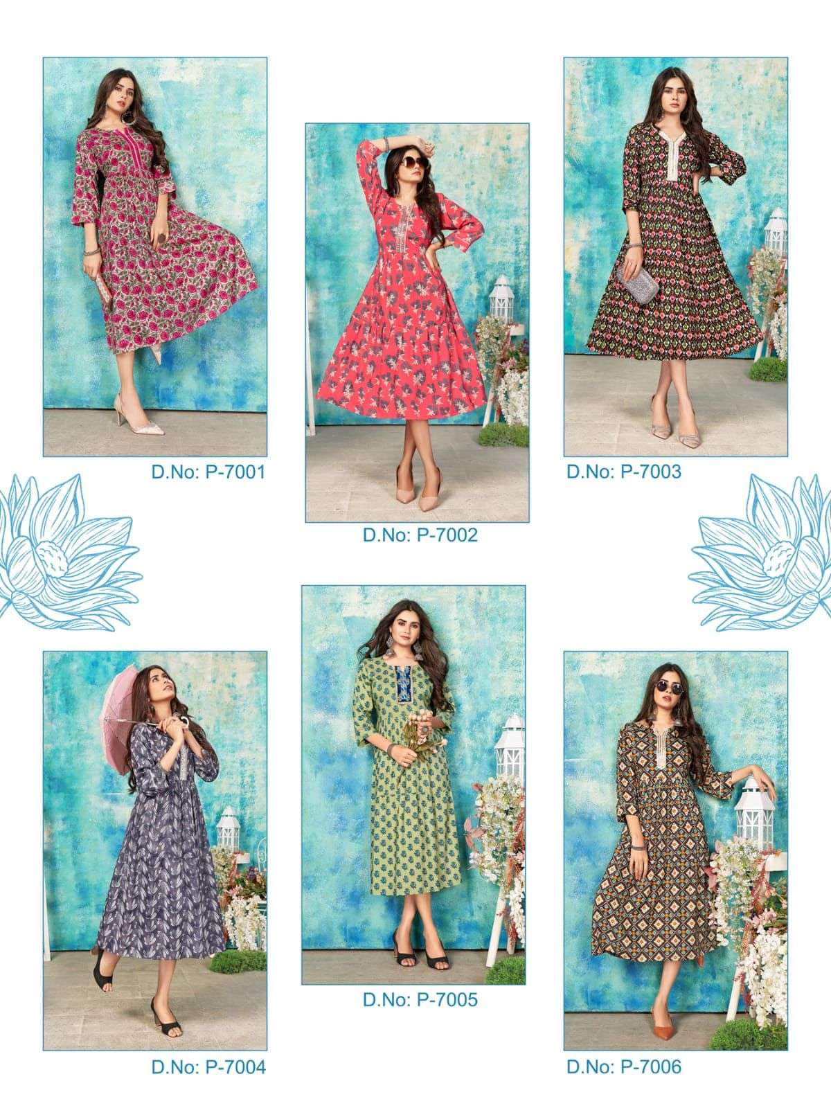 PASSION VOL-7 BY PRANJAL CREATIONS 7001 TO 7006 SERIES DESIGNER STYLISH FANCY COLORFUL BEAUTIFUL PARTY WEAR & ETHNIC WEAR COLLECTION RAYON PRINT KURTIS AT WHOLESALE PRICE