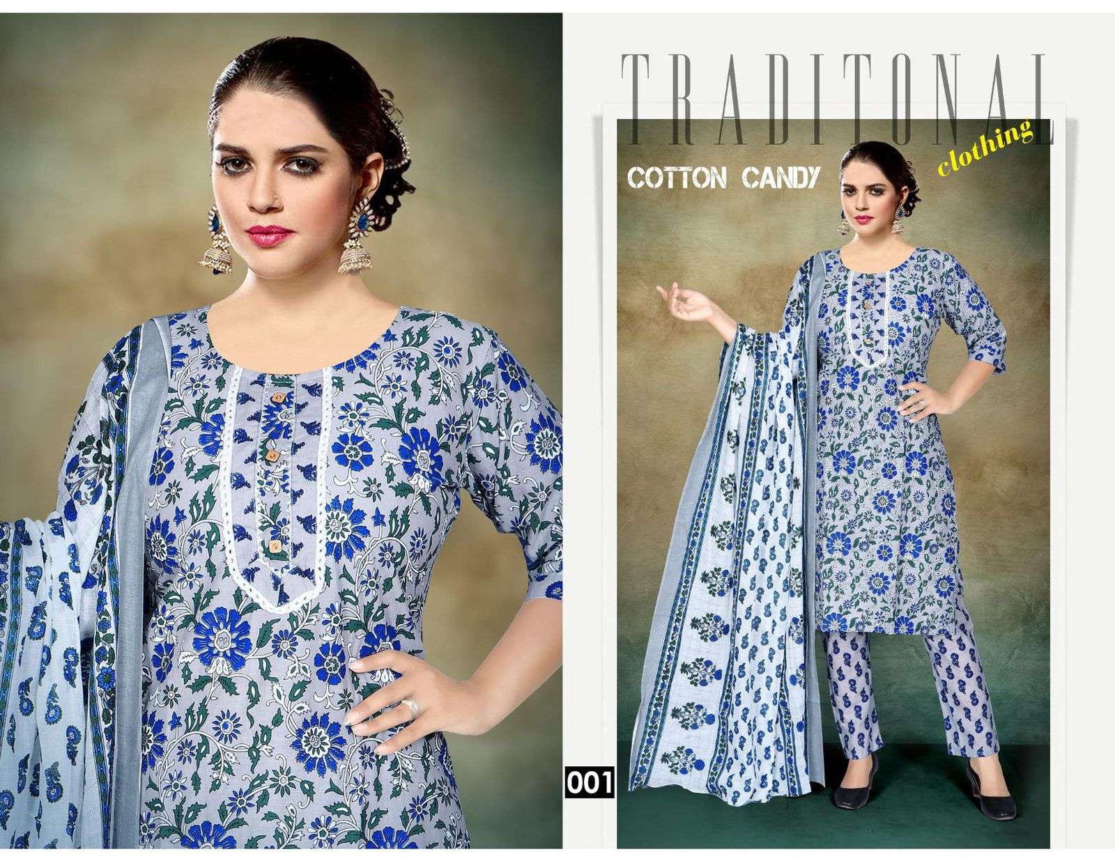 COTTON CANDY BY TRENDY 001 TO 006 SERIES BEAUTIFUL SUITS COLORFUL STYLISH FANCY CASUAL WEAR & ETHNIC WEAR COTTON PRINT DRESSES AT WHOLESALE PRICE