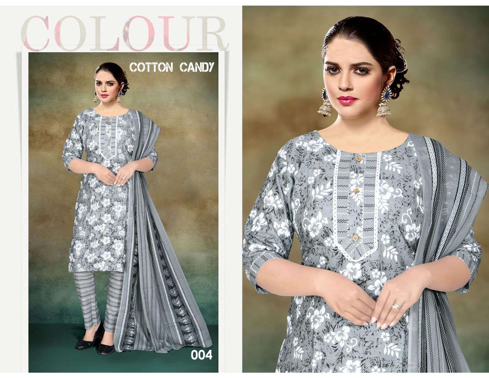 COTTON CANDY BY TRENDY 001 TO 006 SERIES BEAUTIFUL SUITS COLORFUL STYLISH FANCY CASUAL WEAR & ETHNIC WEAR COTTON PRINT DRESSES AT WHOLESALE PRICE