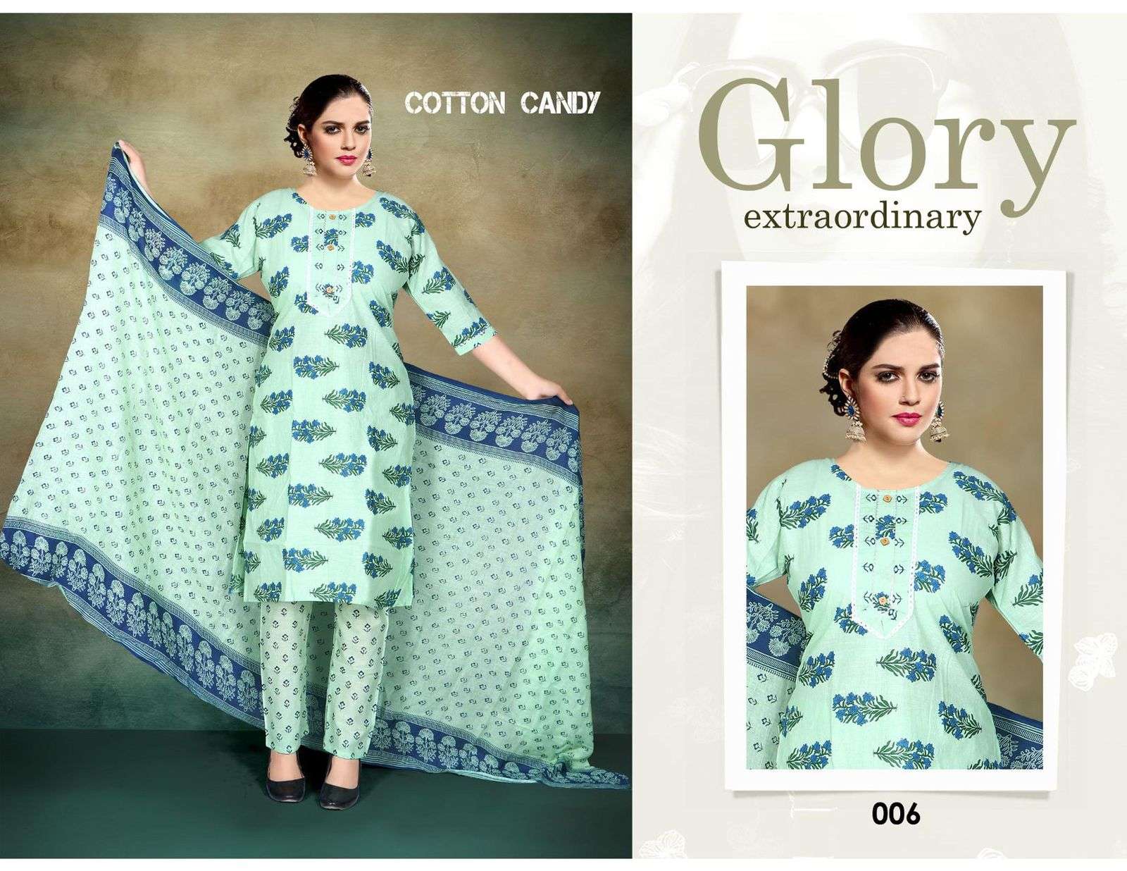 COTTON CANDY BY TRENDY 001 TO 006 SERIES BEAUTIFUL SUITS COLORFUL STYLISH FANCY CASUAL WEAR & ETHNIC WEAR COTTON PRINT DRESSES AT WHOLESALE PRICE