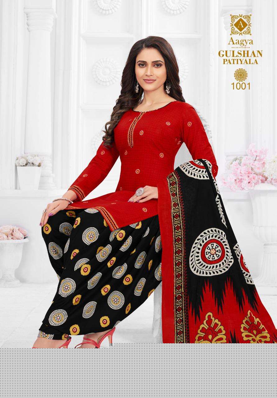 GULSHAN PATIYALA BY AAGYA 1001 TO 1012 SERIES BEAUTIFUL PATIYALA SUITS COLORFUL STYLISH FANCY CASUAL WEAR & ETHNIC WEAR PURE COTTON PRINT DRESSES AT WHOLESALE PRICE