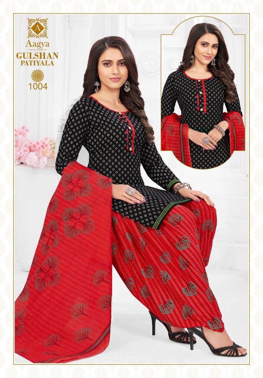 GULSHAN PATIYALA BY AAGYA 1001 TO 1012 SERIES BEAUTIFUL PATIYALA SUITS COLORFUL STYLISH FANCY CASUAL WEAR & ETHNIC WEAR PURE COTTON PRINT DRESSES AT WHOLESALE PRICE
