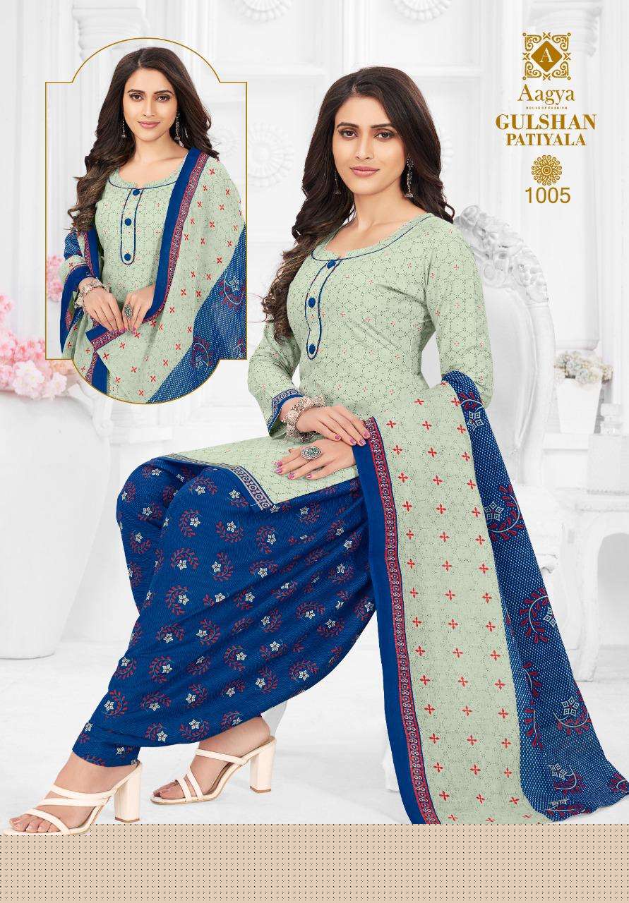 GULSHAN PATIYALA BY AAGYA 1001 TO 1012 SERIES BEAUTIFUL PATIYALA SUITS COLORFUL STYLISH FANCY CASUAL WEAR & ETHNIC WEAR PURE COTTON PRINT DRESSES AT WHOLESALE PRICE