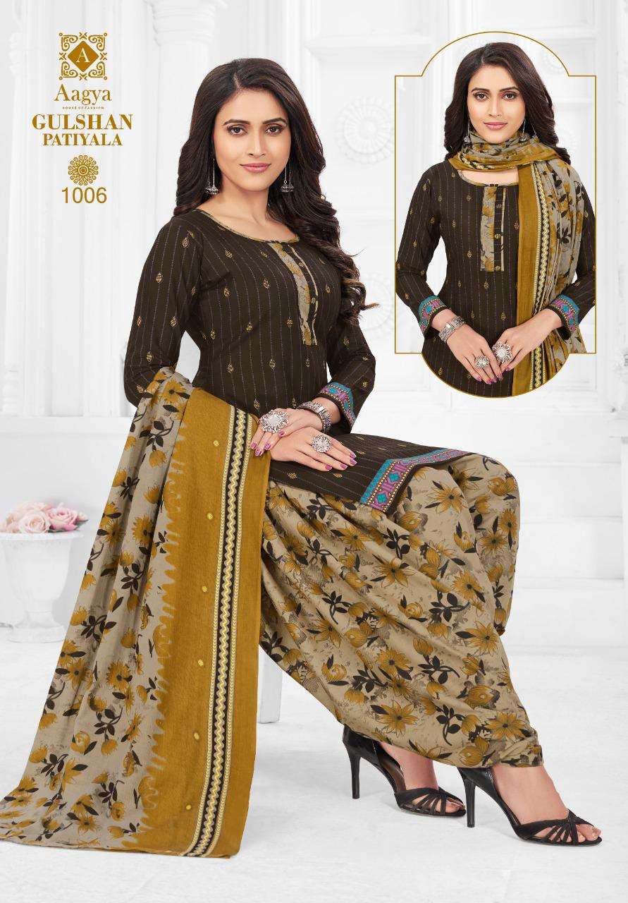GULSHAN PATIYALA BY AAGYA 1001 TO 1012 SERIES BEAUTIFUL PATIYALA SUITS COLORFUL STYLISH FANCY CASUAL WEAR & ETHNIC WEAR PURE COTTON PRINT DRESSES AT WHOLESALE PRICE