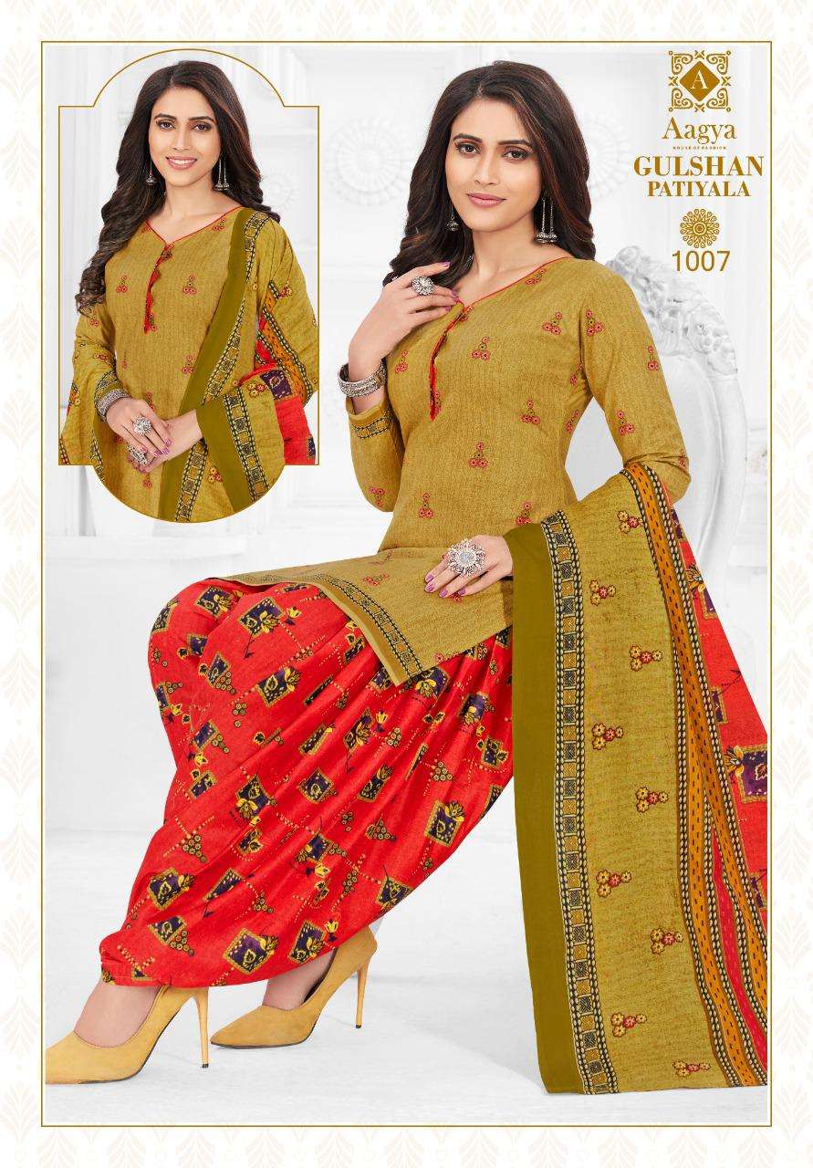 GULSHAN PATIYALA BY AAGYA 1001 TO 1012 SERIES BEAUTIFUL PATIYALA SUITS COLORFUL STYLISH FANCY CASUAL WEAR & ETHNIC WEAR PURE COTTON PRINT DRESSES AT WHOLESALE PRICE