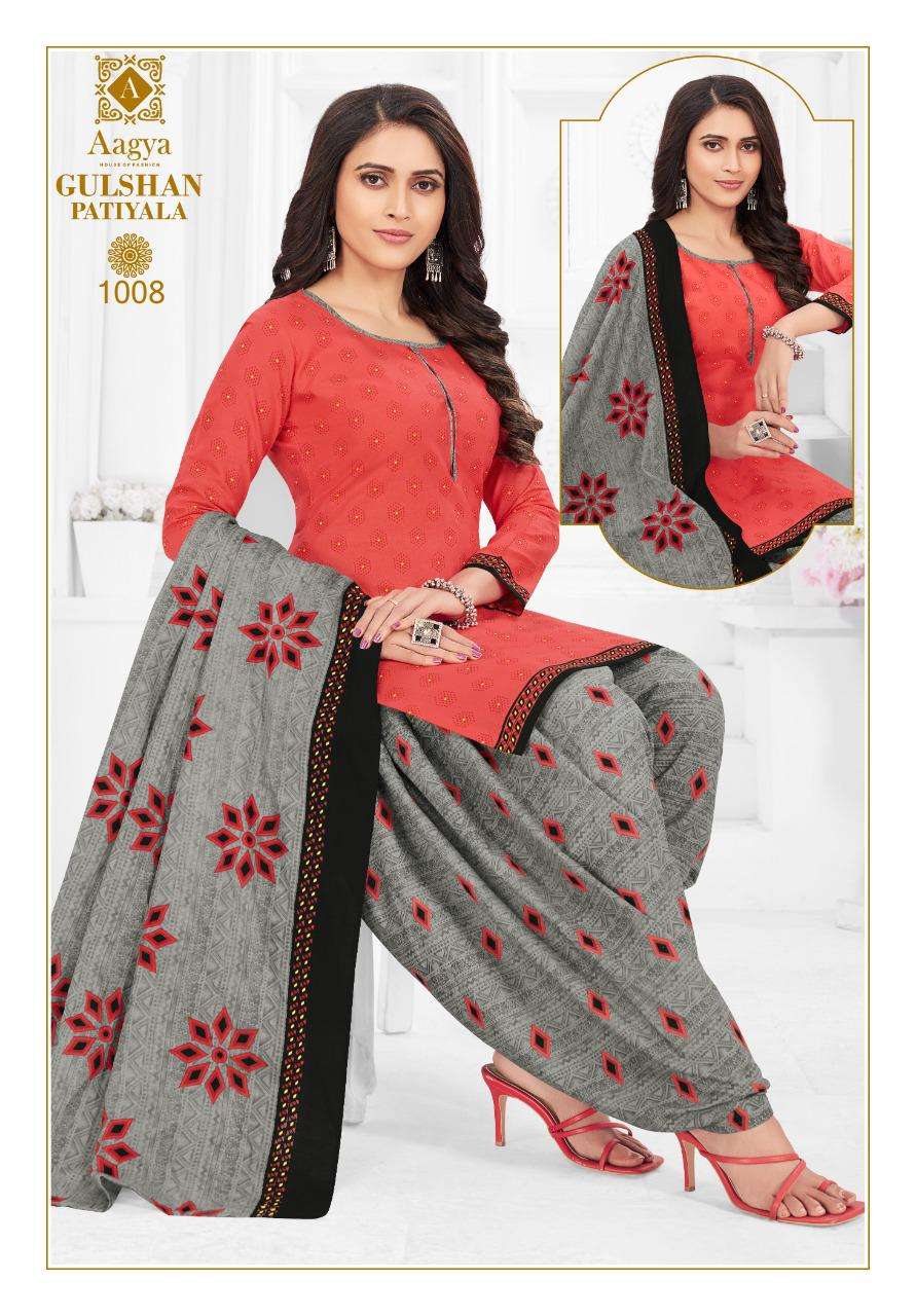 GULSHAN PATIYALA BY AAGYA 1001 TO 1012 SERIES BEAUTIFUL PATIYALA SUITS COLORFUL STYLISH FANCY CASUAL WEAR & ETHNIC WEAR PURE COTTON PRINT DRESSES AT WHOLESALE PRICE