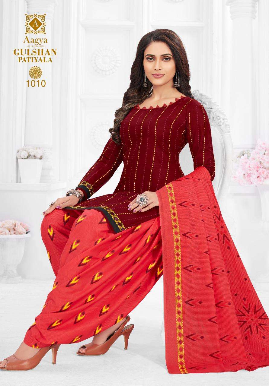 GULSHAN PATIYALA BY AAGYA 1001 TO 1012 SERIES BEAUTIFUL PATIYALA SUITS COLORFUL STYLISH FANCY CASUAL WEAR & ETHNIC WEAR PURE COTTON PRINT DRESSES AT WHOLESALE PRICE