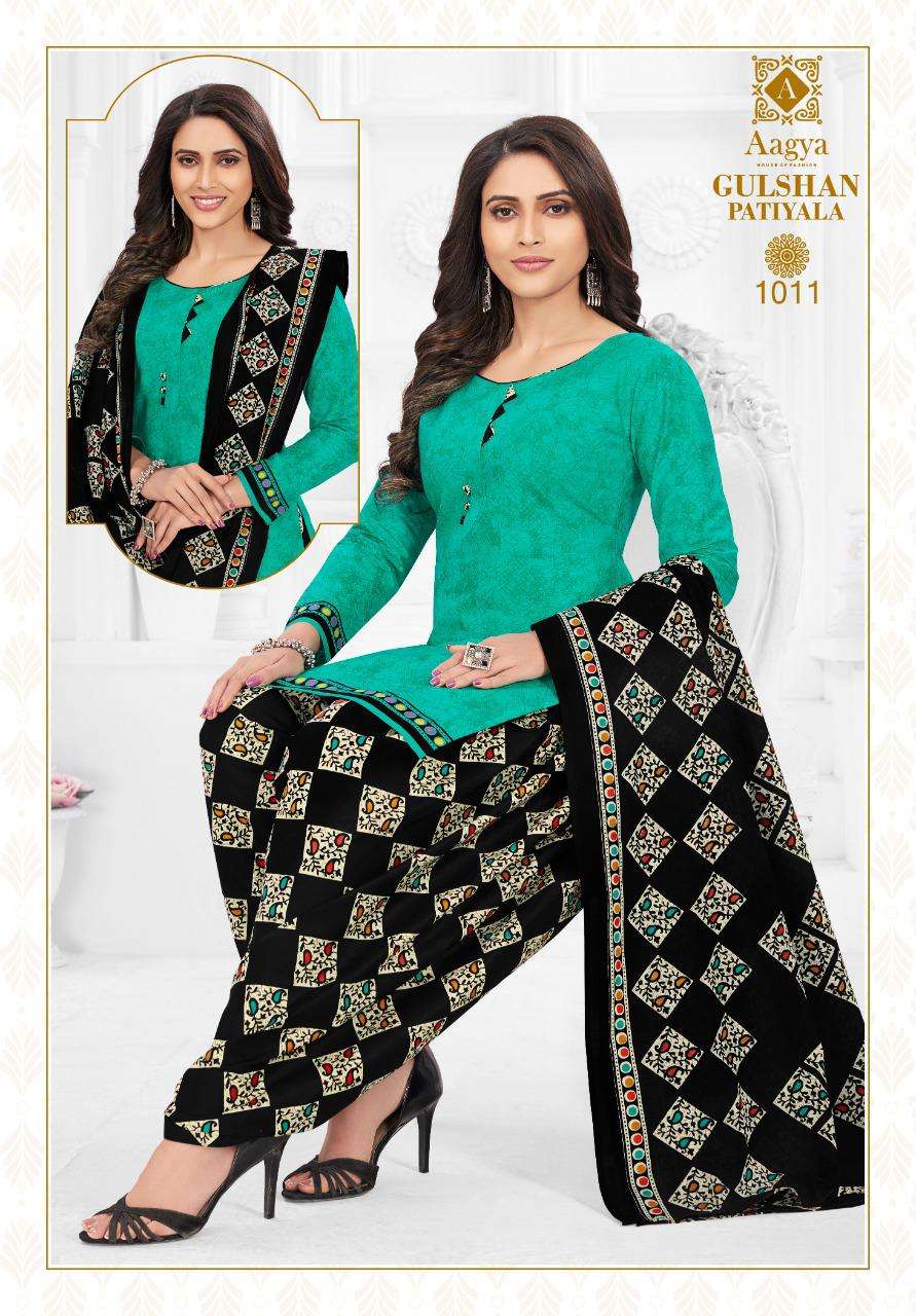 GULSHAN PATIYALA BY AAGYA 1001 TO 1012 SERIES BEAUTIFUL PATIYALA SUITS COLORFUL STYLISH FANCY CASUAL WEAR & ETHNIC WEAR PURE COTTON PRINT DRESSES AT WHOLESALE PRICE