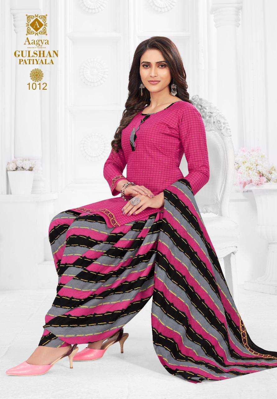 GULSHAN PATIYALA BY AAGYA 1001 TO 1012 SERIES BEAUTIFUL PATIYALA SUITS COLORFUL STYLISH FANCY CASUAL WEAR & ETHNIC WEAR PURE COTTON PRINT DRESSES AT WHOLESALE PRICE