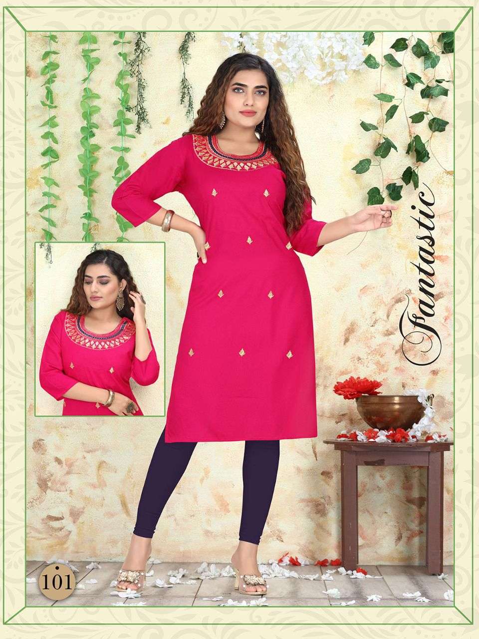 SWARN BY AKHAND JYOT 101 TO 108 SERIES DESIGNER STYLISH FANCY COLORFUL BEAUTIFUL PARTY WEAR & ETHNIC WEAR COLLECTION RAYON EMBROIDERY KURTIS AT WHOLESALE PRICE
