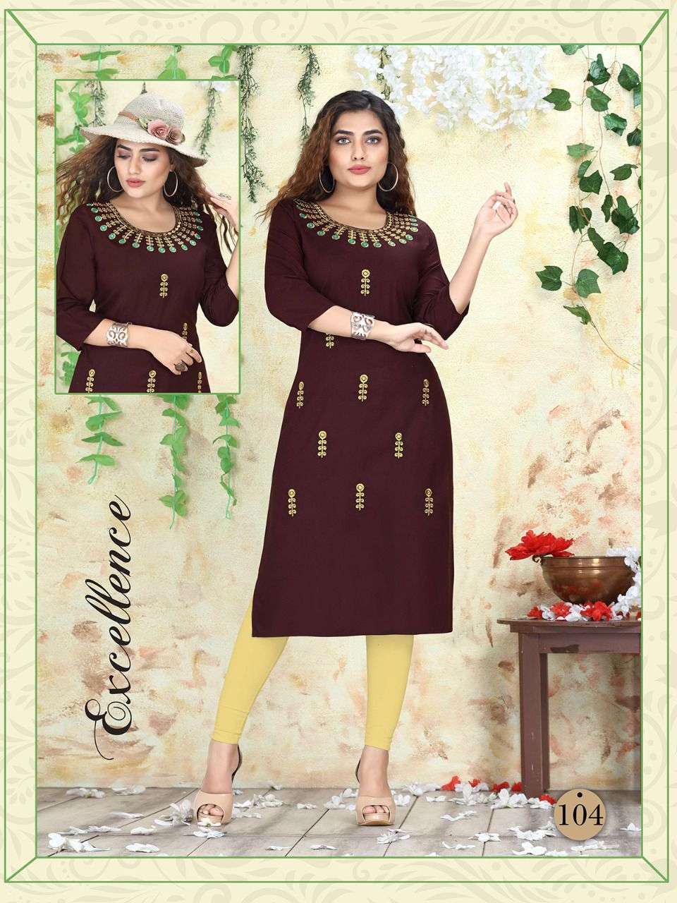 SWARN BY AKHAND JYOT 101 TO 108 SERIES DESIGNER STYLISH FANCY COLORFUL BEAUTIFUL PARTY WEAR & ETHNIC WEAR COLLECTION RAYON EMBROIDERY KURTIS AT WHOLESALE PRICE