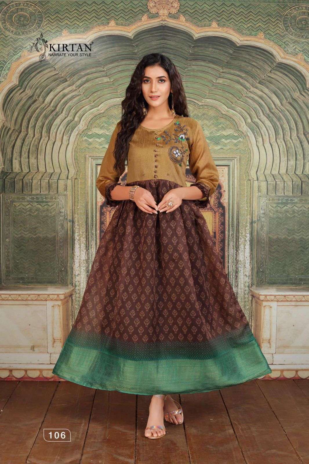 KAVYANJALI BY KIRTAN 101 TO 106 SERIES BEAUTIFUL STYLISH FANCY COLORFUL CASUAL WEAR & ETHNIC WEAR FANCY GOWNS AT WHOLESALE PRICE