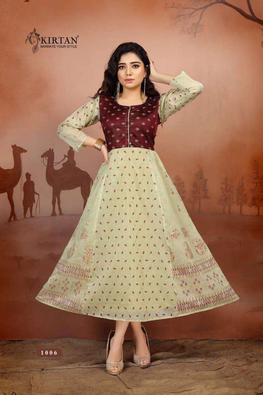 KALYANI BY KIRTAN 101 TO 106 SERIES DESIGNER STYLISH FANCY COLORFUL BEAUTIFUL PARTY WEAR & ETHNIC WEAR COLLECTION HEAVY CHANDERI KURTIS AT WHOLESALE PRICE