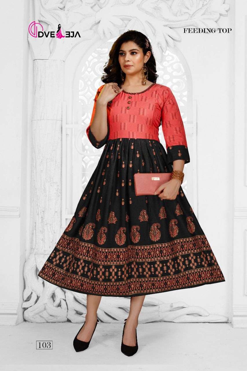 HAZEL BY DVEEJA 101 TO 108 SERIES DESIGNER STYLISH FANCY COLORFUL BEAUTIFUL PARTY WEAR & ETHNIC WEAR COLLECTION HEAVY RAYON KURTIS AT WHOLESALE PRICE